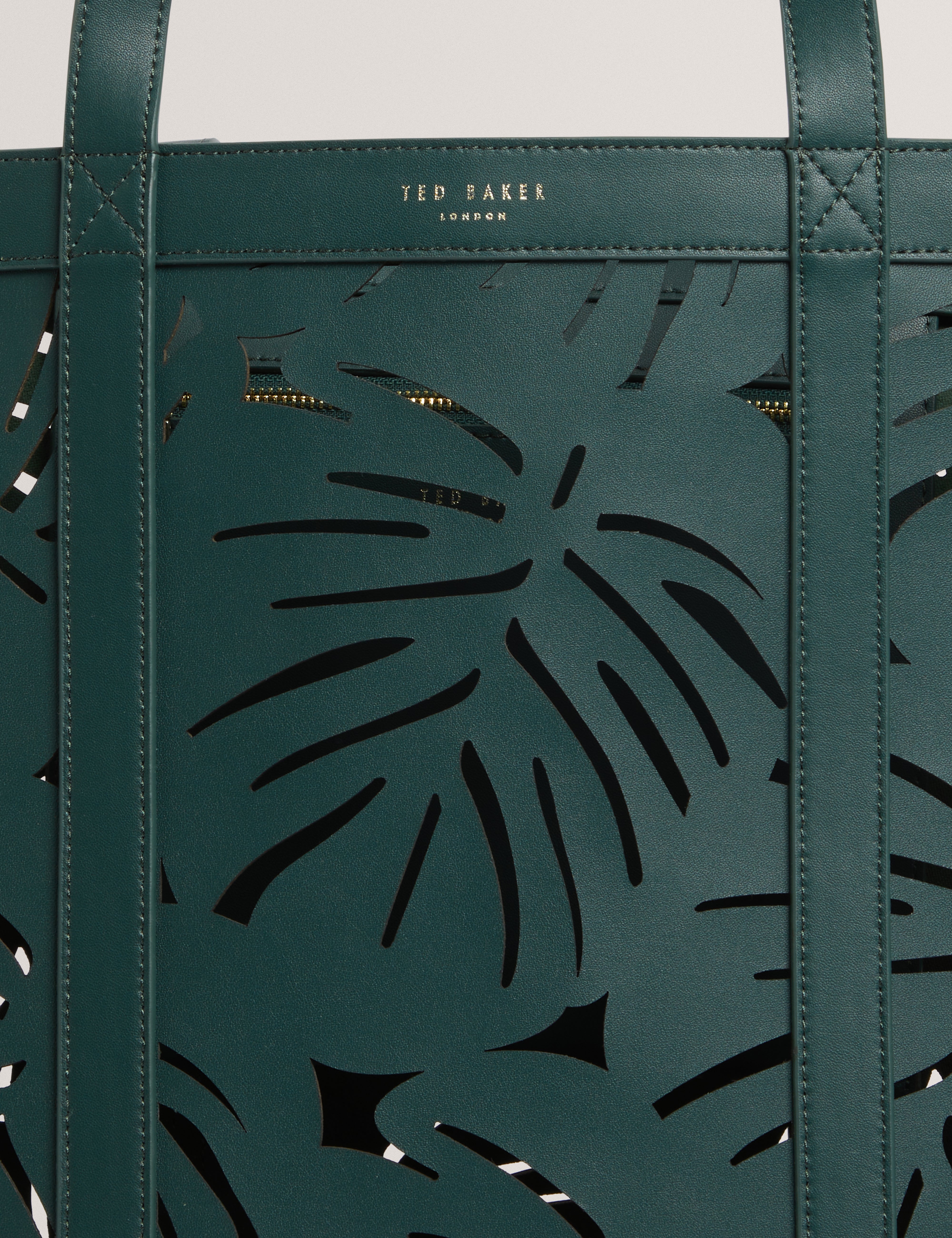 Leiian Leaf Detail Laser Cut Extra Large Tote Green