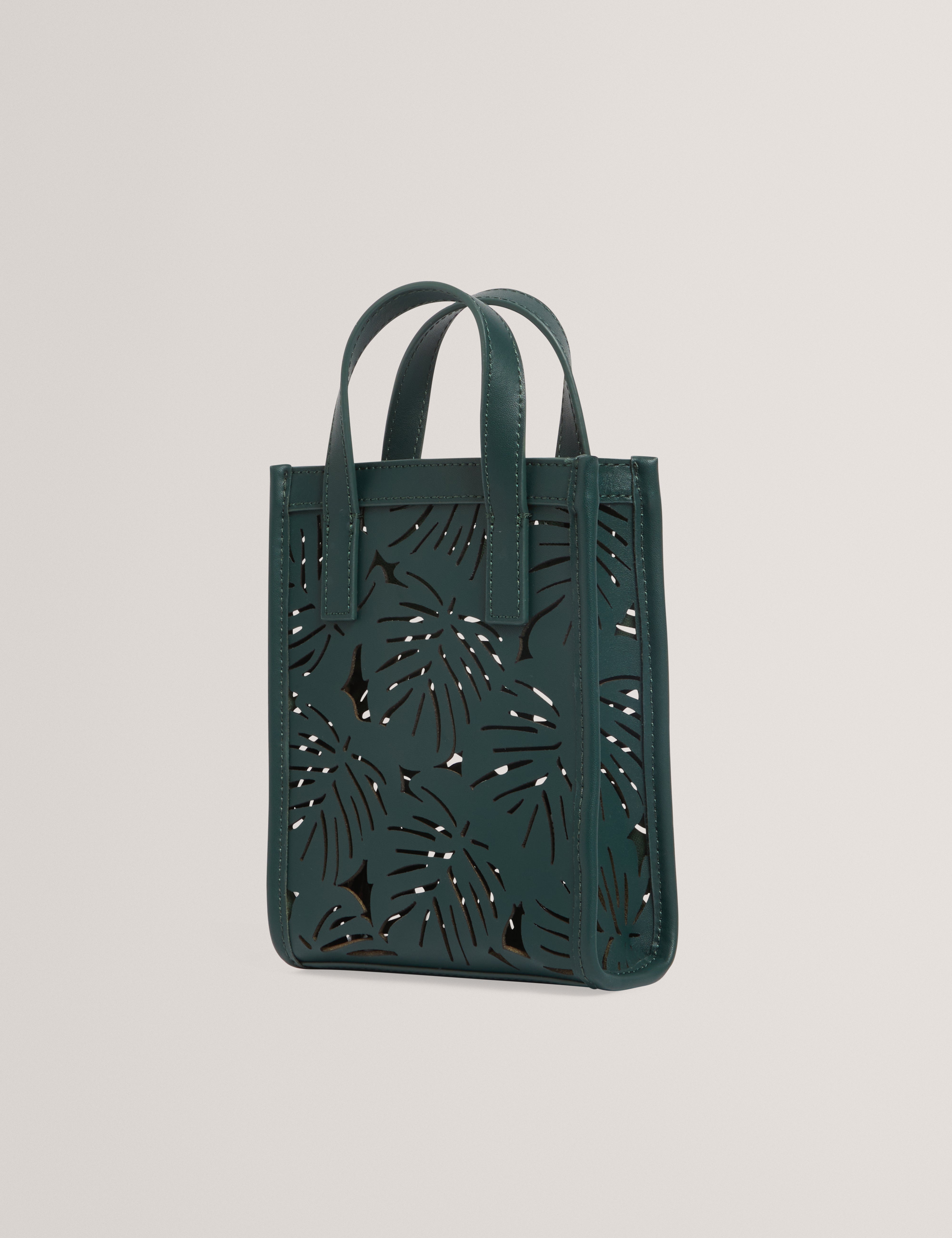 Leeora Laser Cut Leaf Detail Nano Bag Green