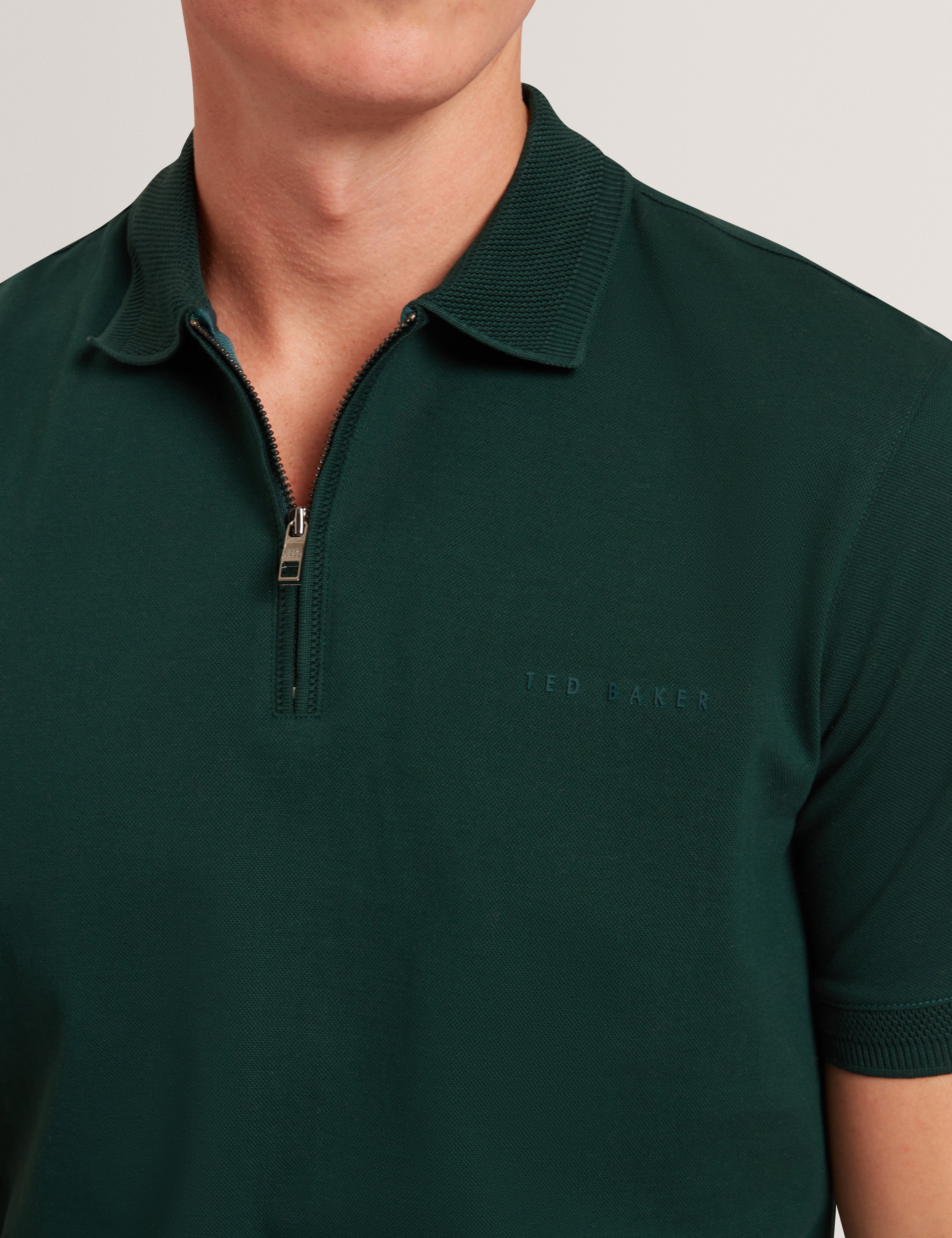 قميص بولو سيريل ذو العلامة التجارية Honeycomb Trim Ss Polo Dk-Green