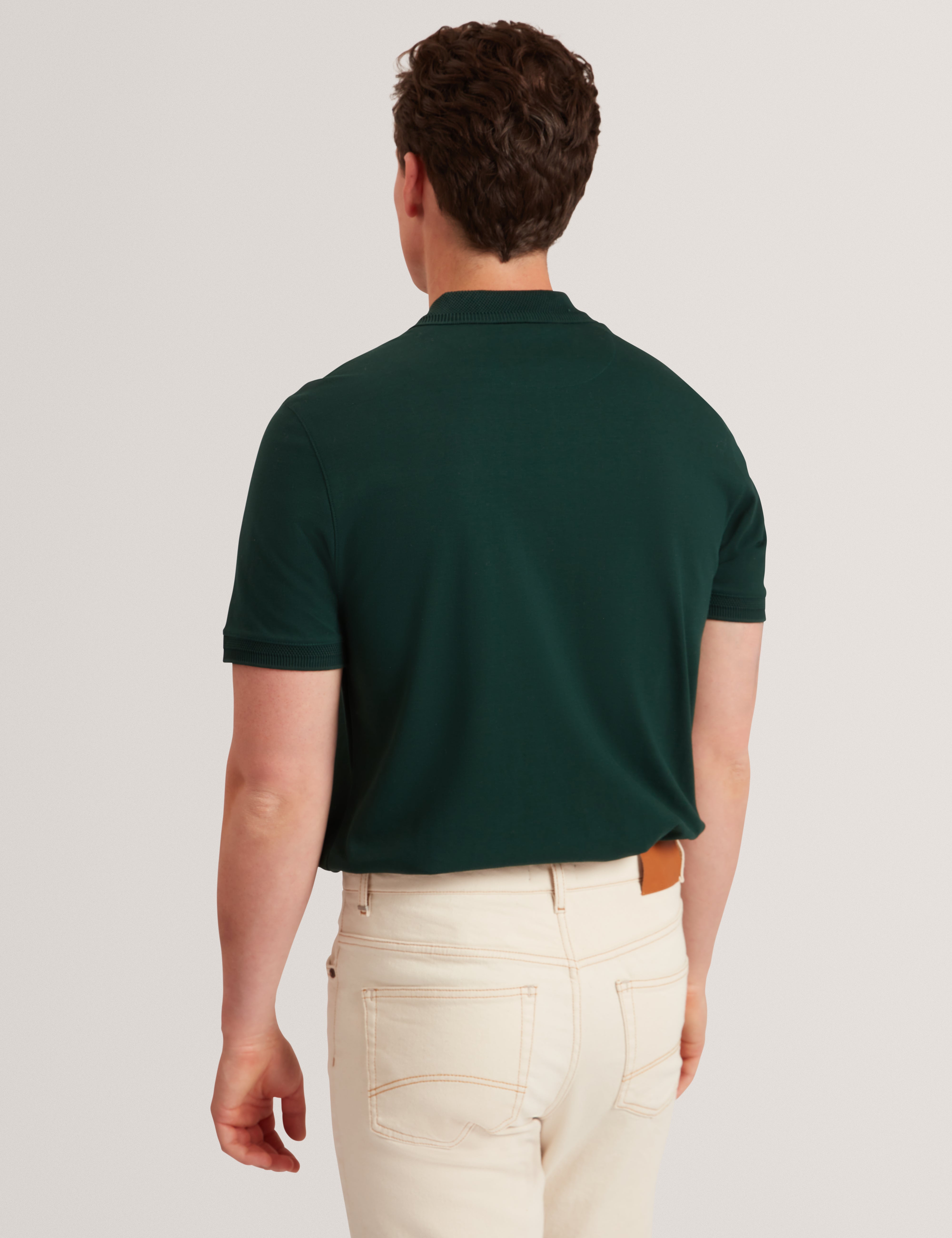 قميص بولو سيريل ذو العلامة التجارية Honeycomb Trim Ss Polo Dk-Green