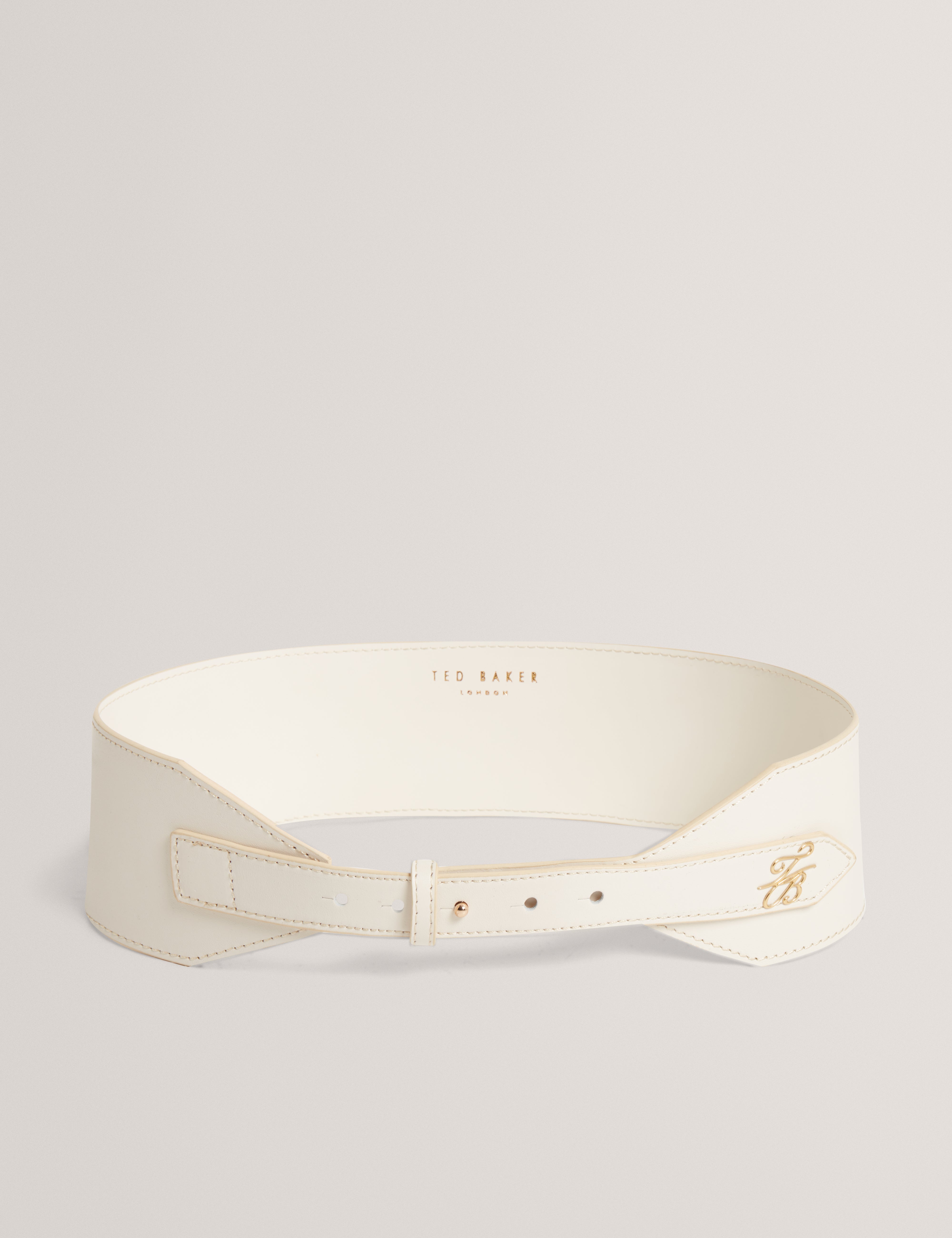 أنالي حزام من الجلد باللون الأبيض