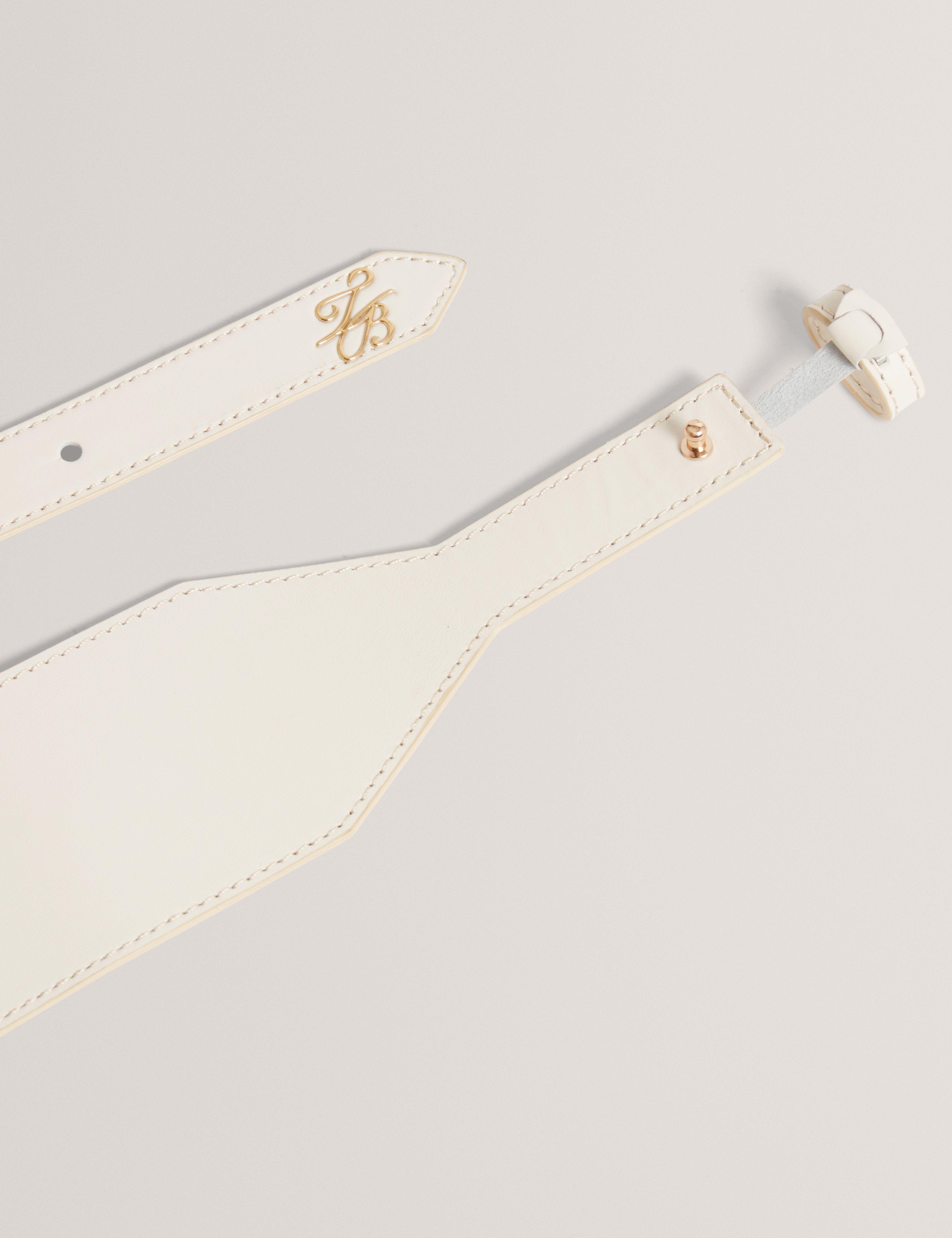 أنالي حزام من الجلد باللون الأبيض