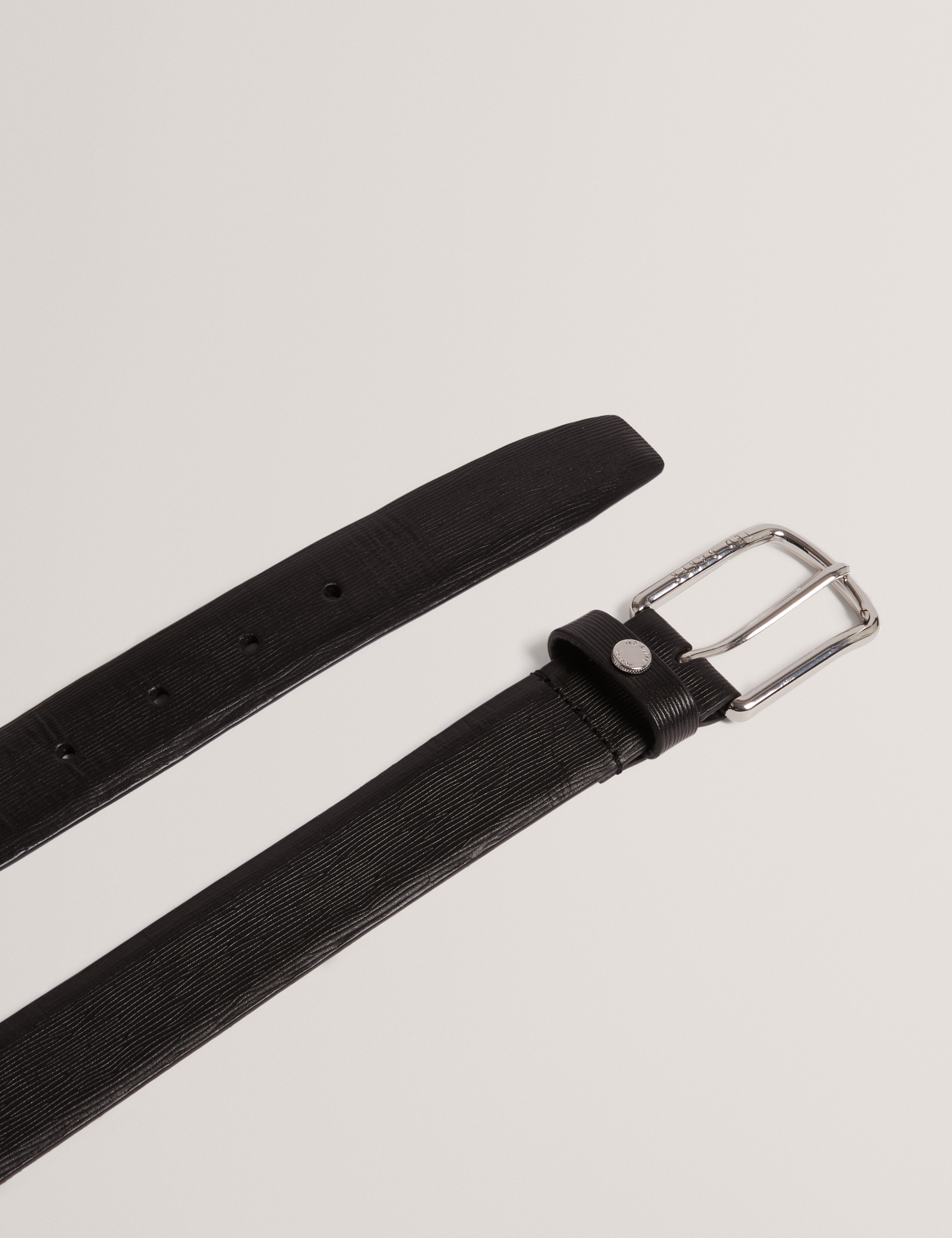Baiden Bark Texture Leather Belt Black