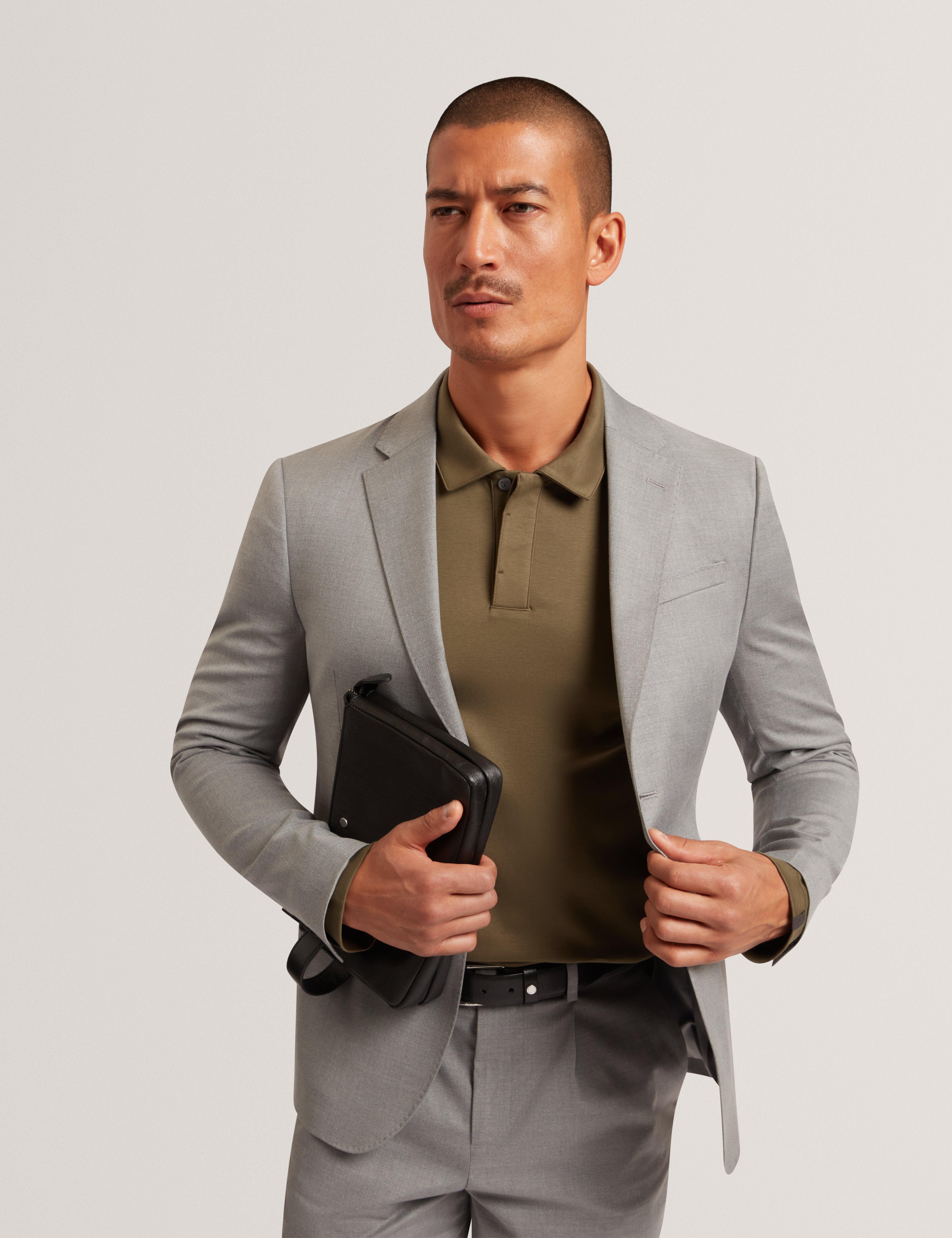 سايسونج بليزر بمزيج من الصوف لون رمادي فاتح