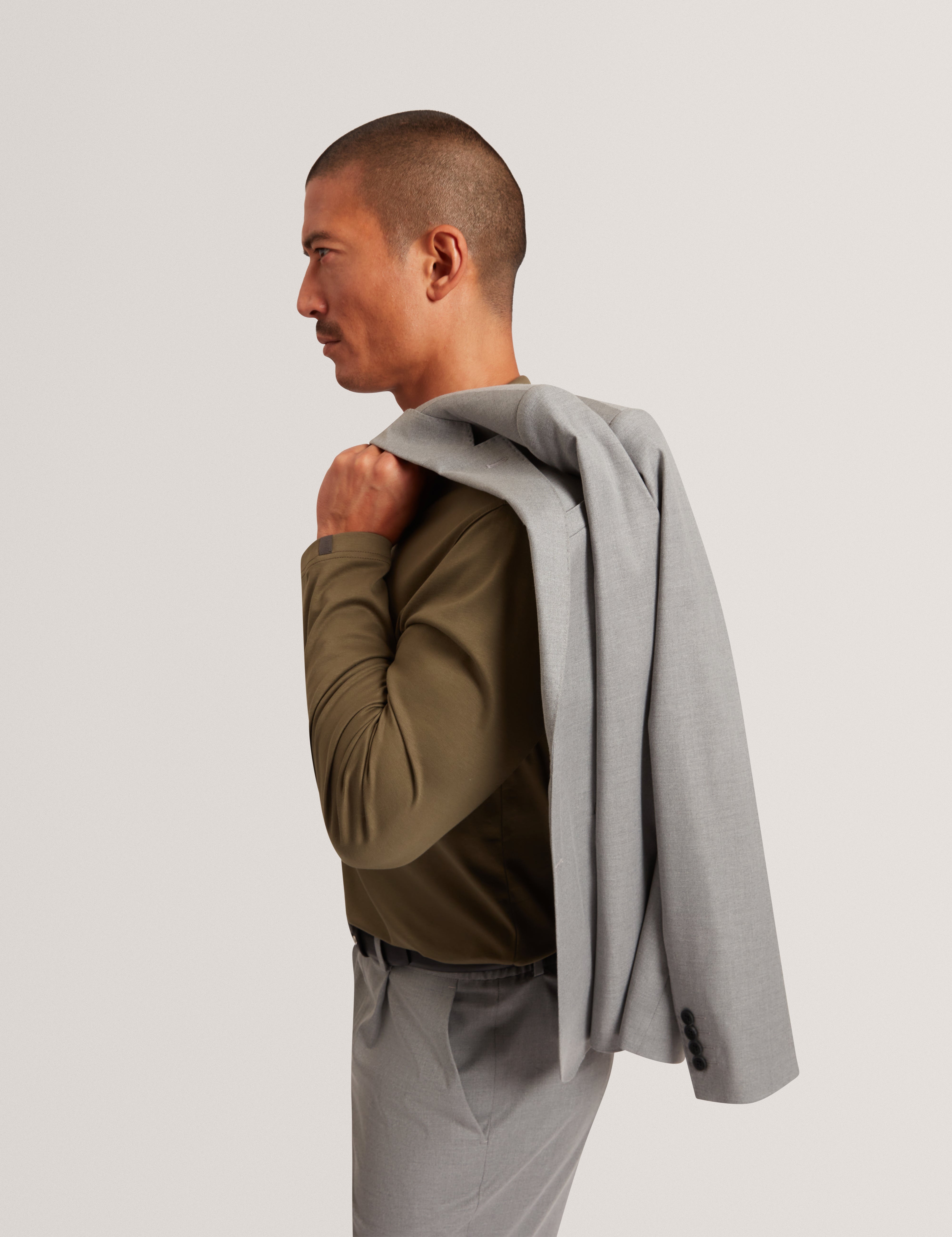 سايسونج بليزر بمزيج من الصوف لون رمادي فاتح