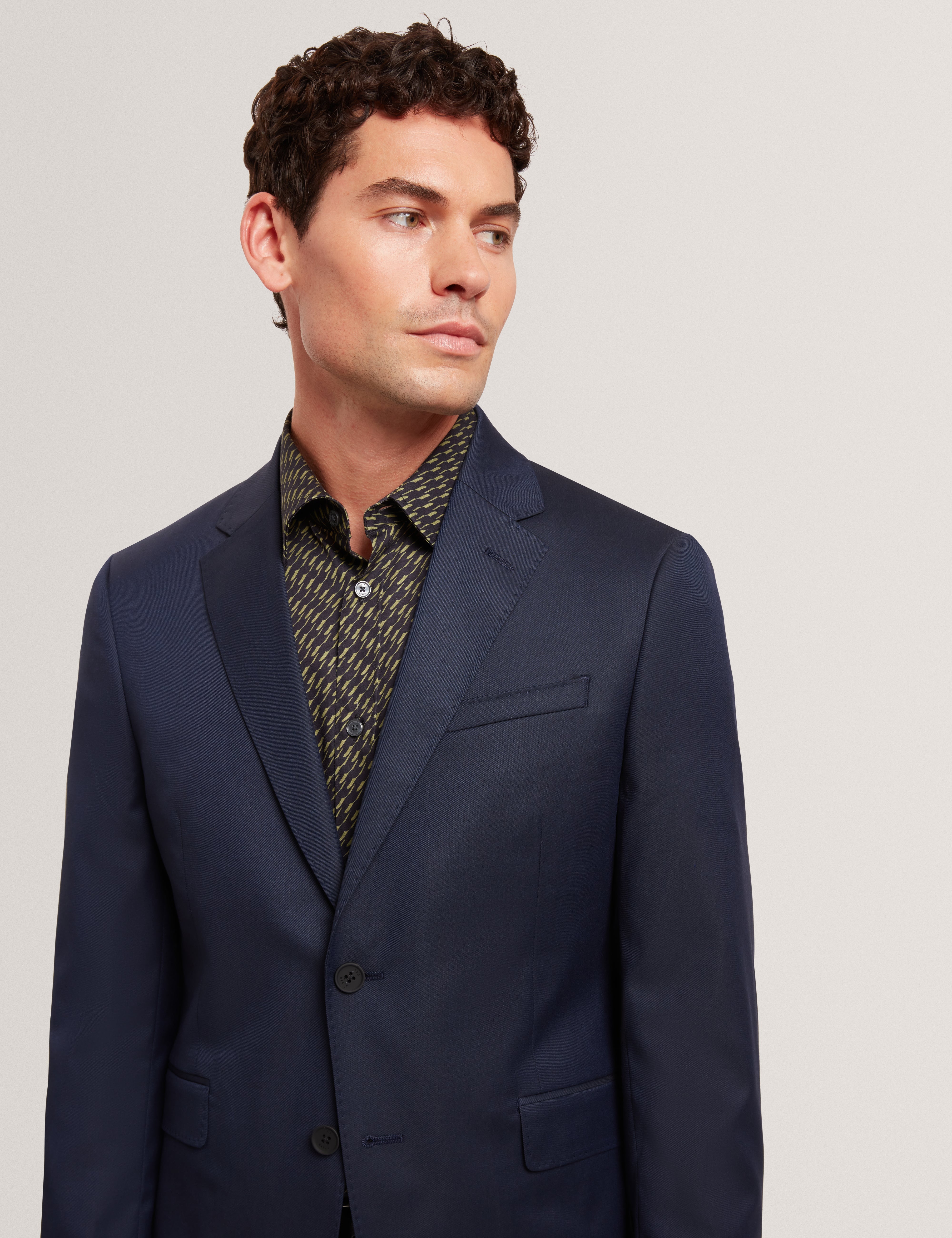 Saisonj Slim Fit Wool Blend Suit Blazer With Str Navy