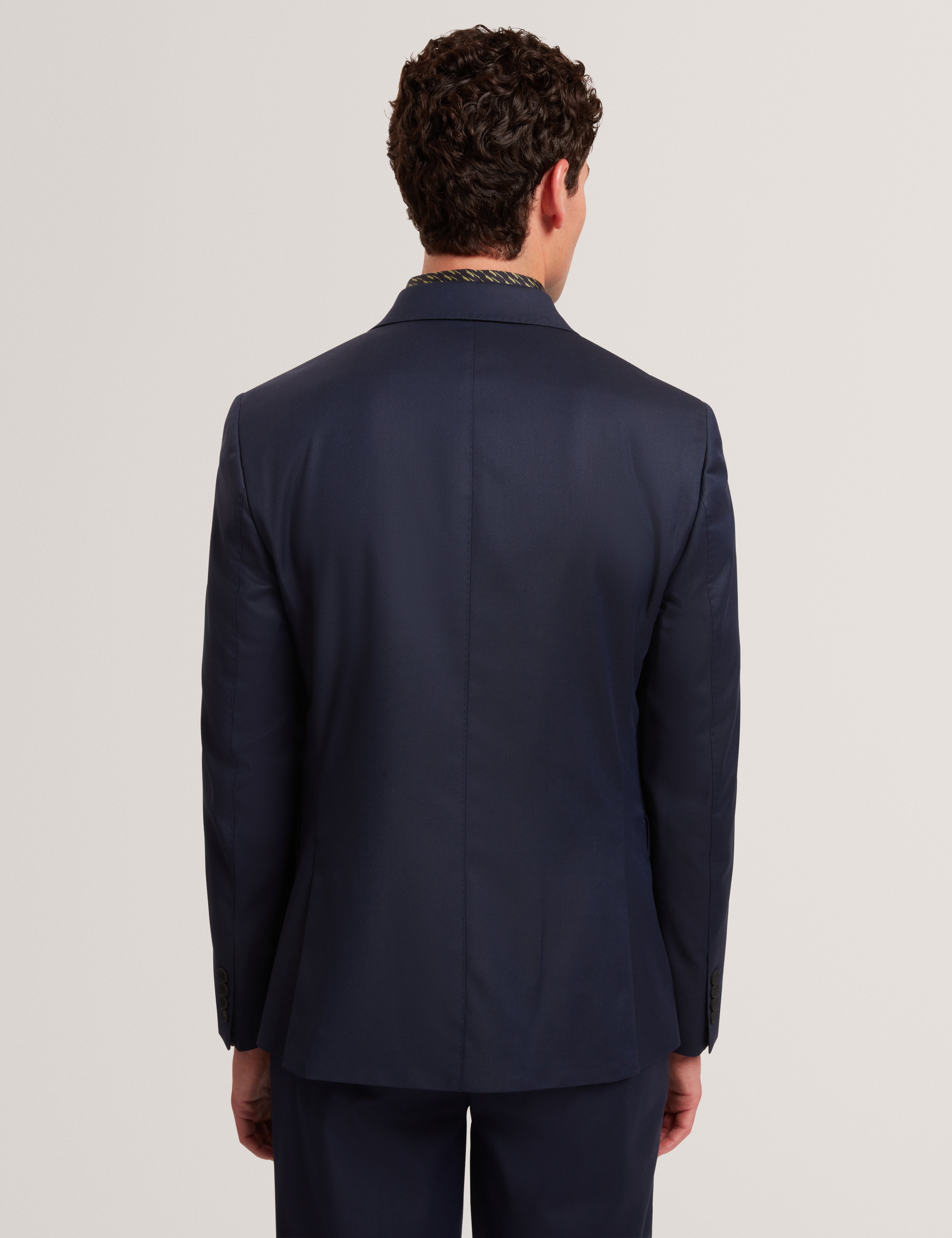 Saisonj Slim Fit Wool Blend Suit Blazer With Str Navy