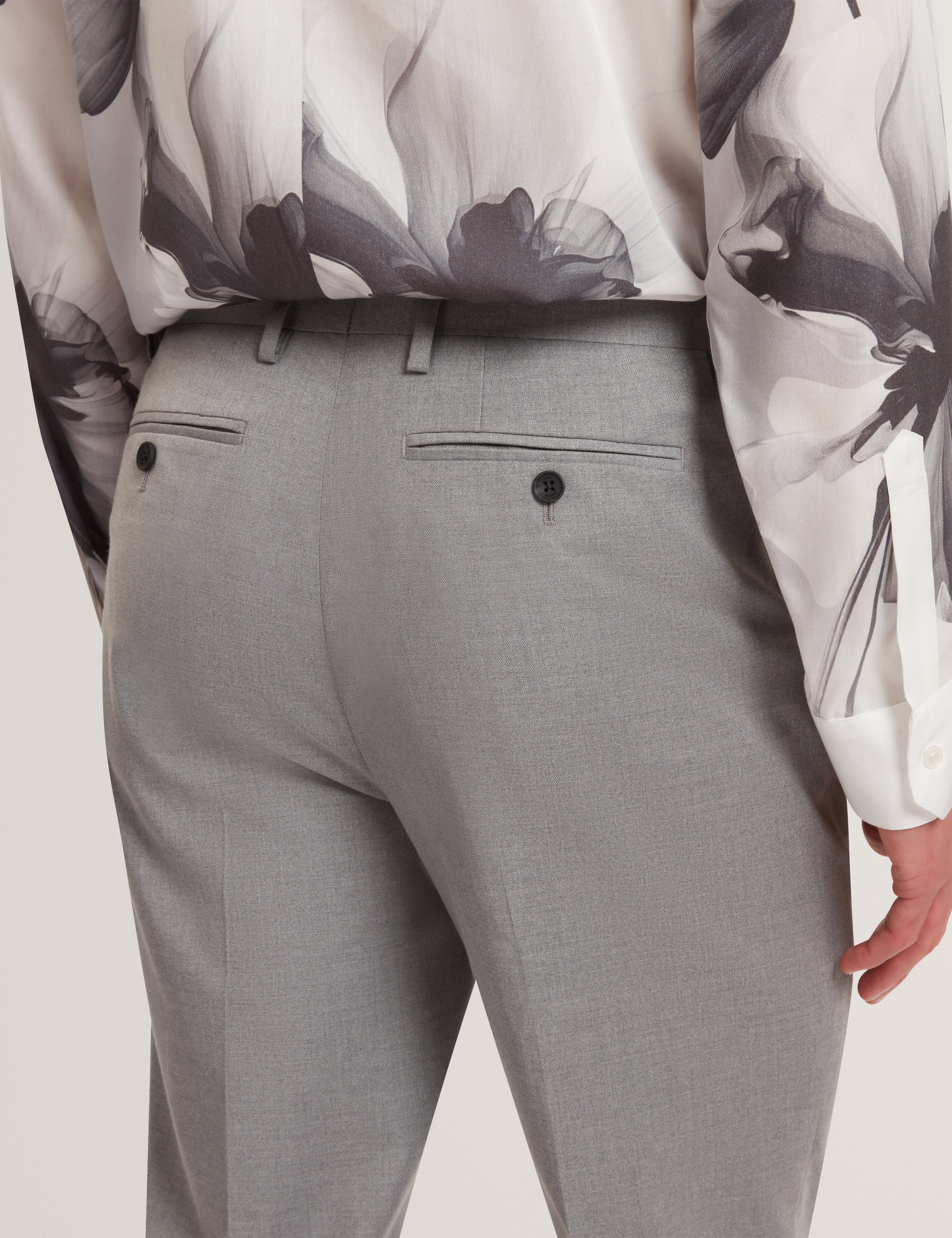 Saisont Slim Wool Blend Trouser With Stretch Lt-Grey