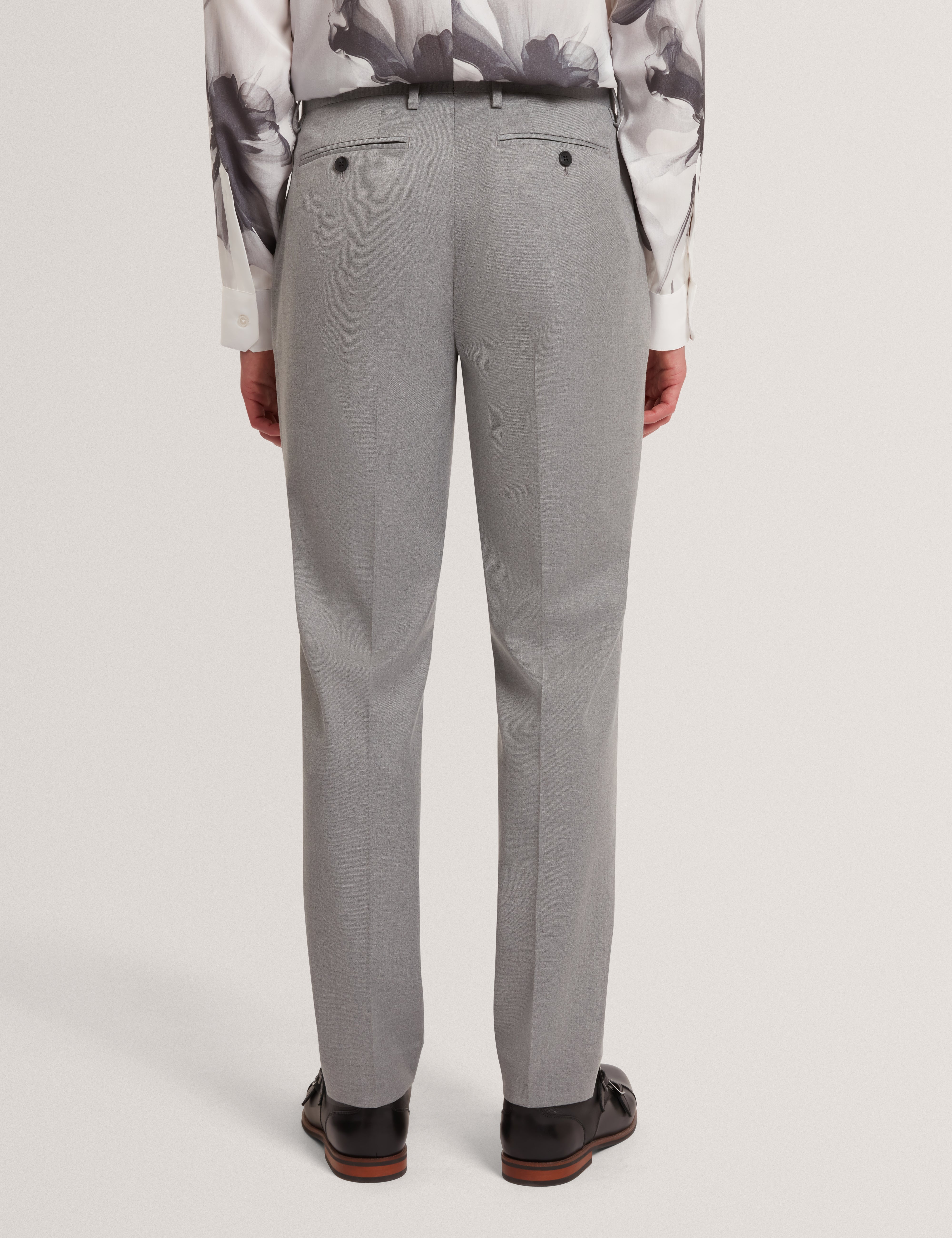 Saisont Slim Wool Blend Trouser With Stretch Lt-Grey