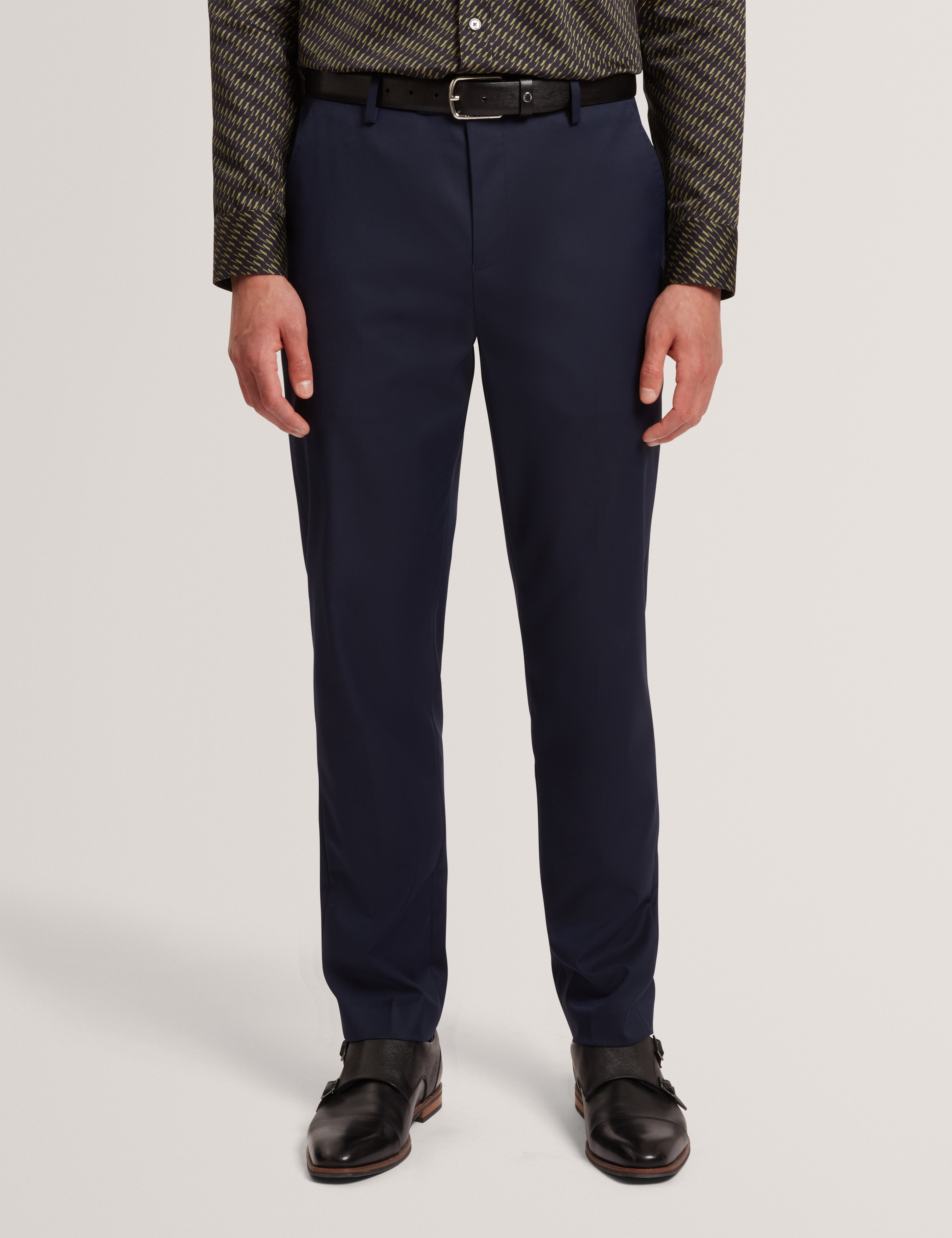 Saisont Slim Wool Blend Trouser With Stretch Navy