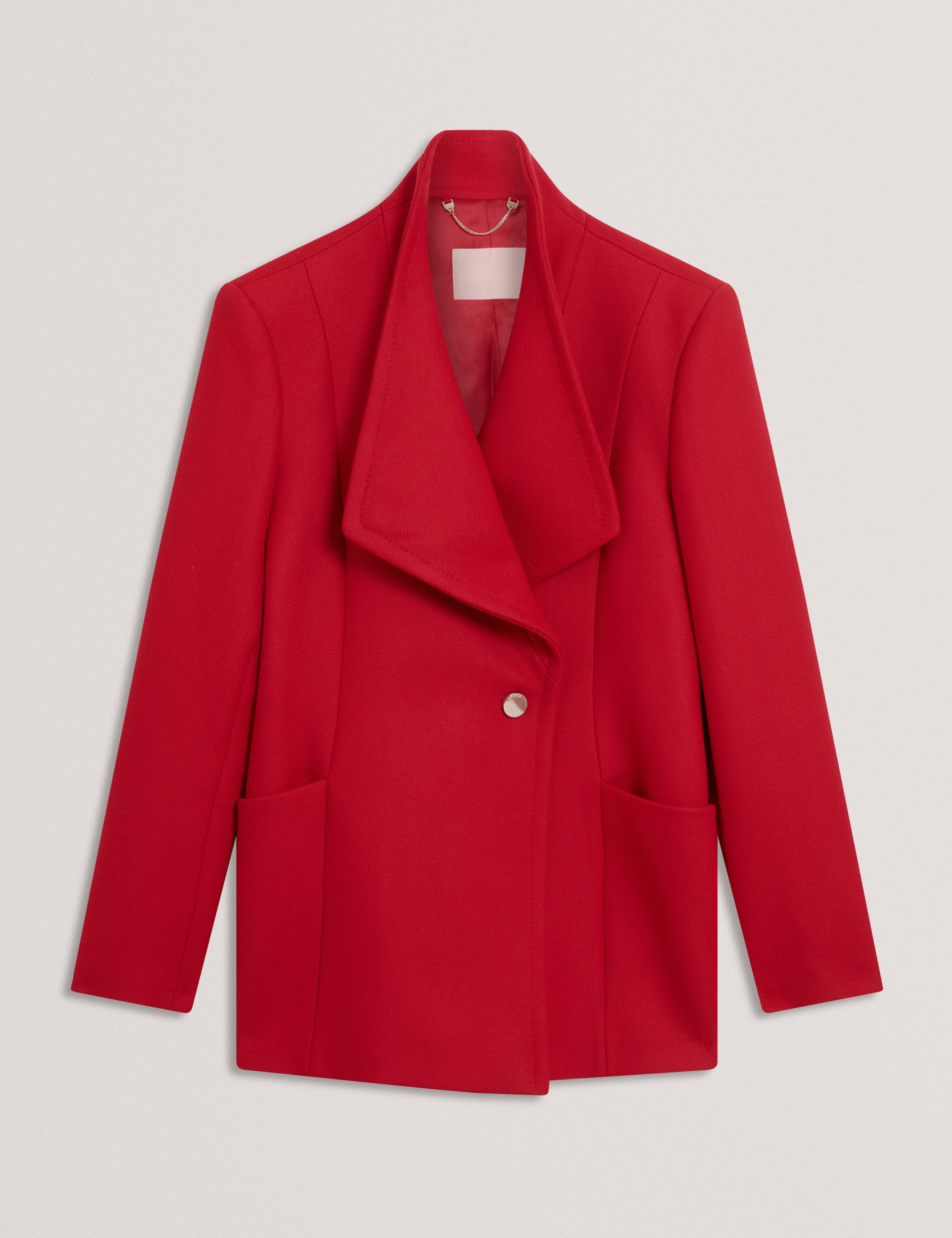 معطف إيفينا قصير من الصوف مزدوج الوجهين، أحمر داكن