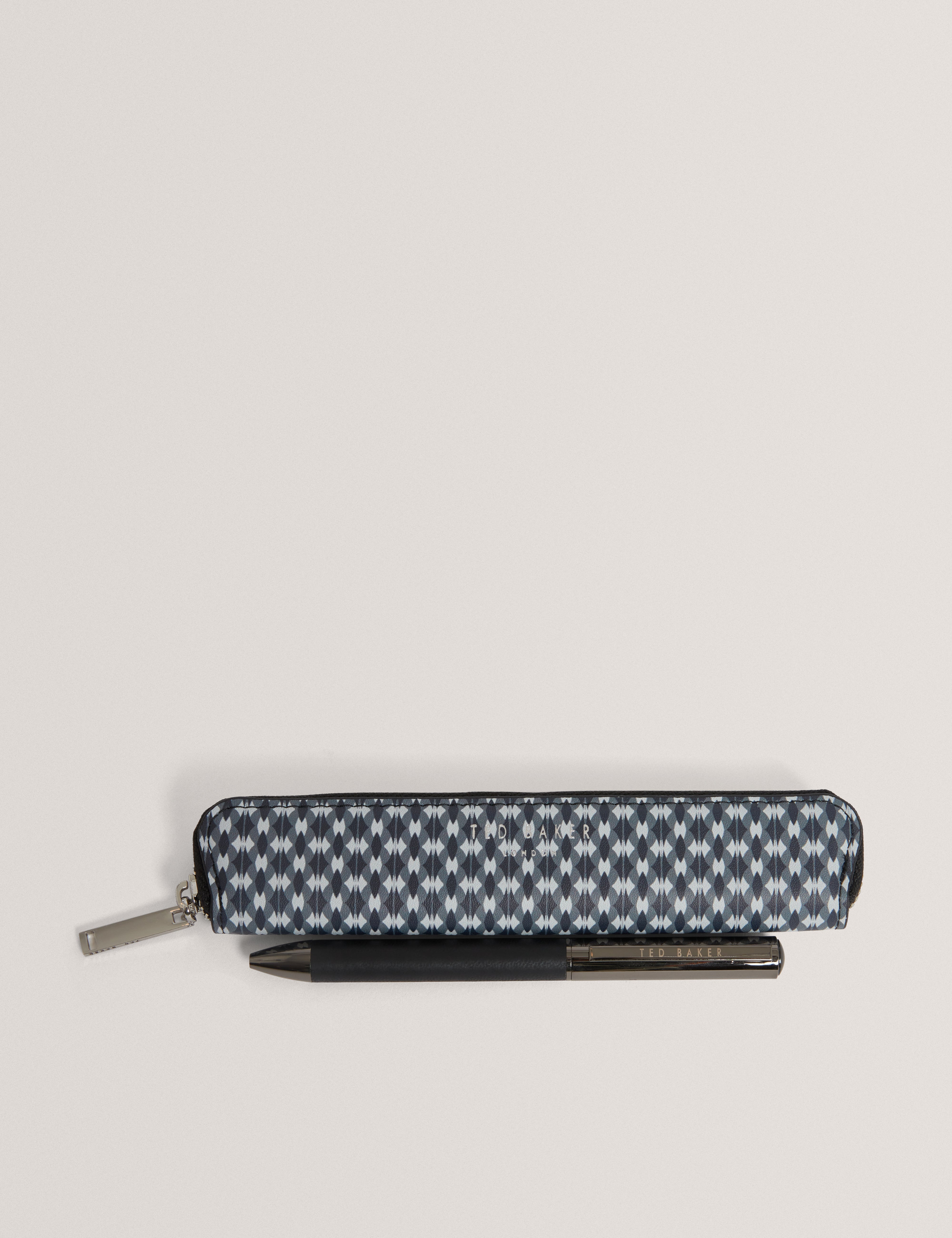 Glenvil Printed Pencil Case And Pen Set Black