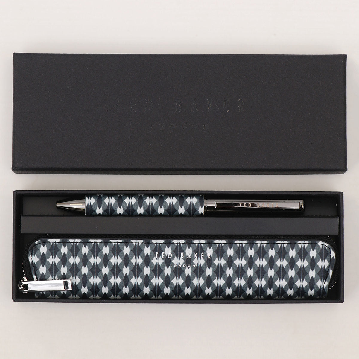 Glenvil Printed Pencil Case And Pen Set Black