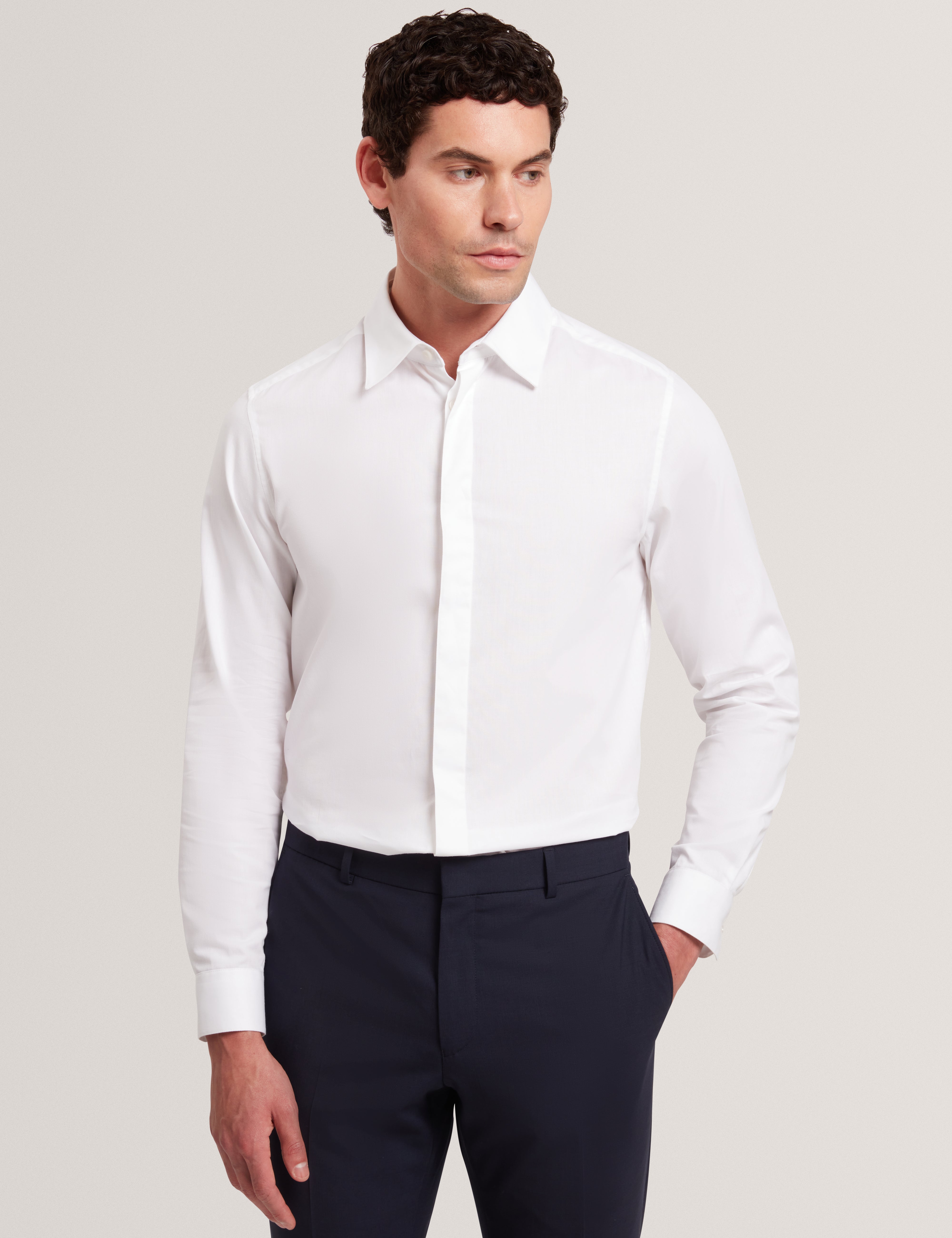 Tibor Long Sleeve Regular Fit Smart Twill Shirt White
