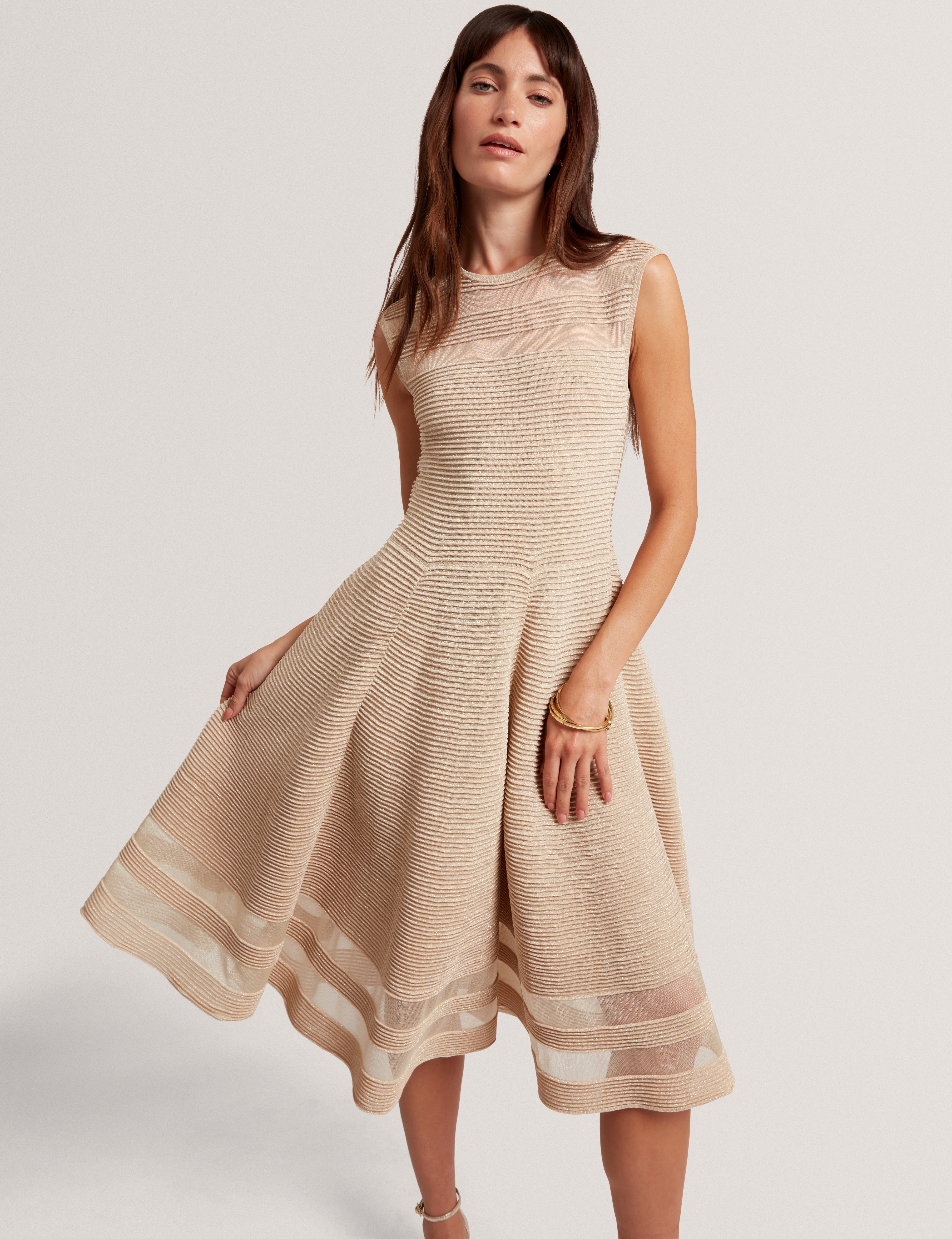 Saalli Knitted Skater Dress With Invisible Pane Natural