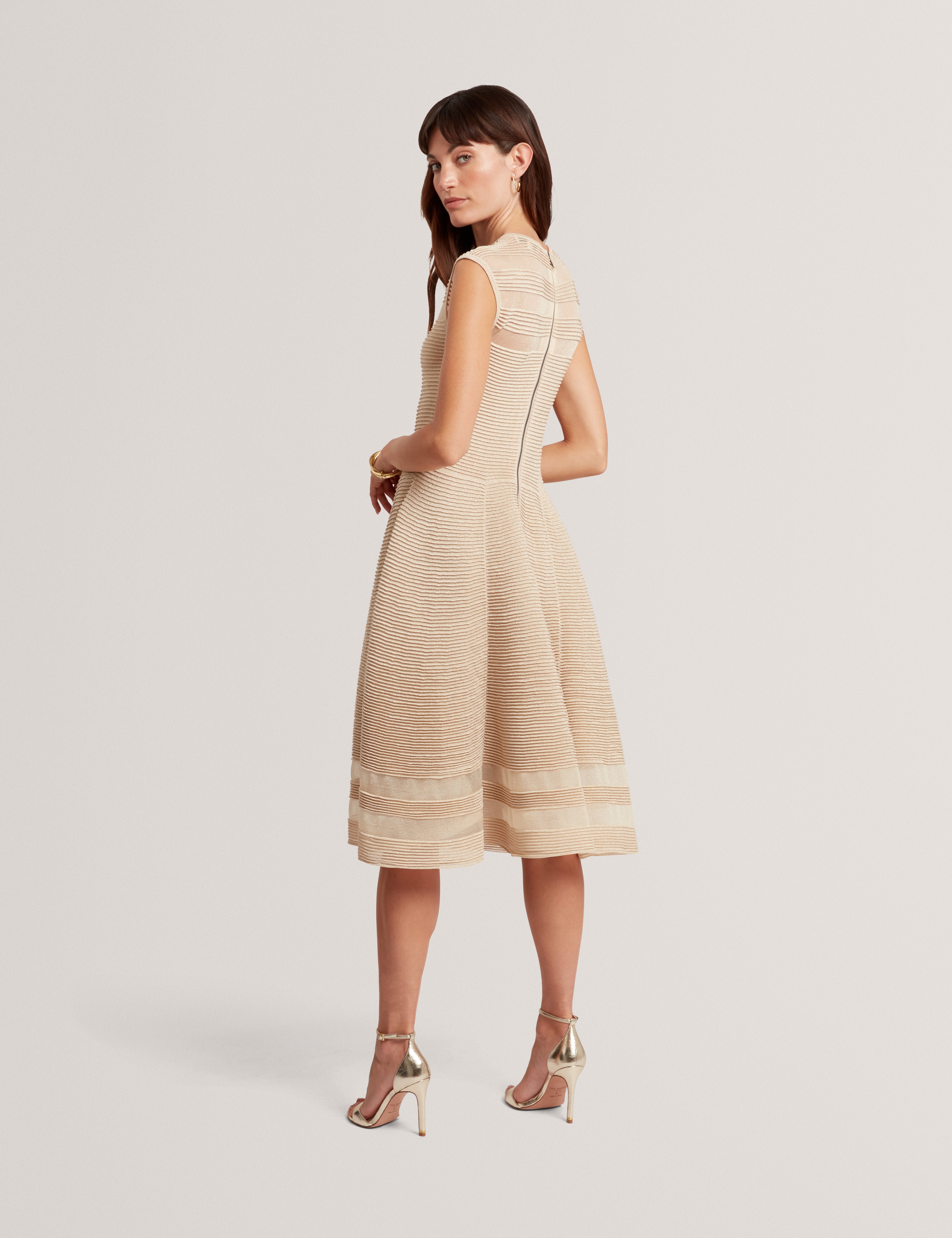 Saalli Knitted Skater Dress With Invisible Pane Natural