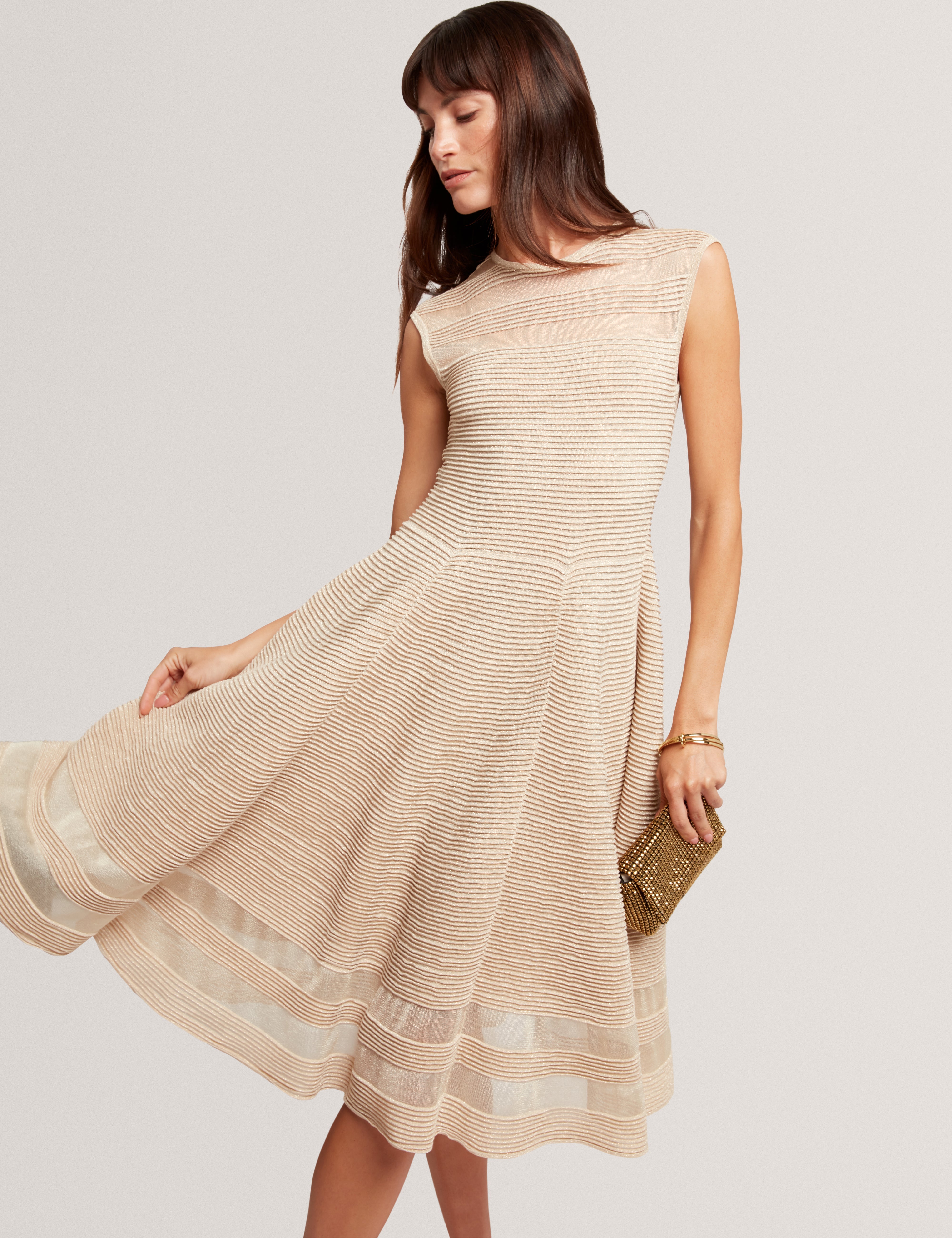 Saalli Knitted Skater Dress With Invisible Pane Natural