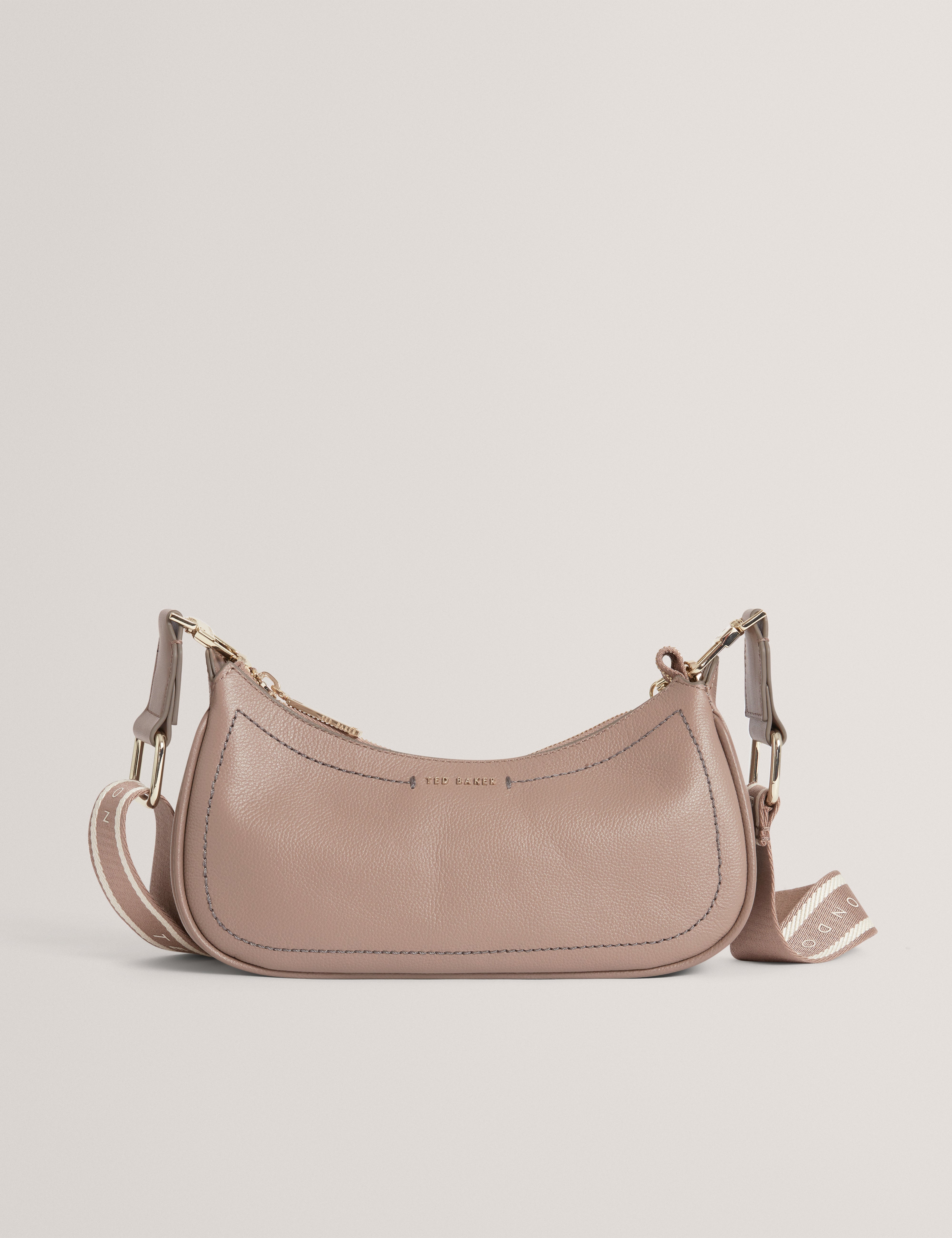 Laarna Webbing Small Leather Shoulder Bag Taupe