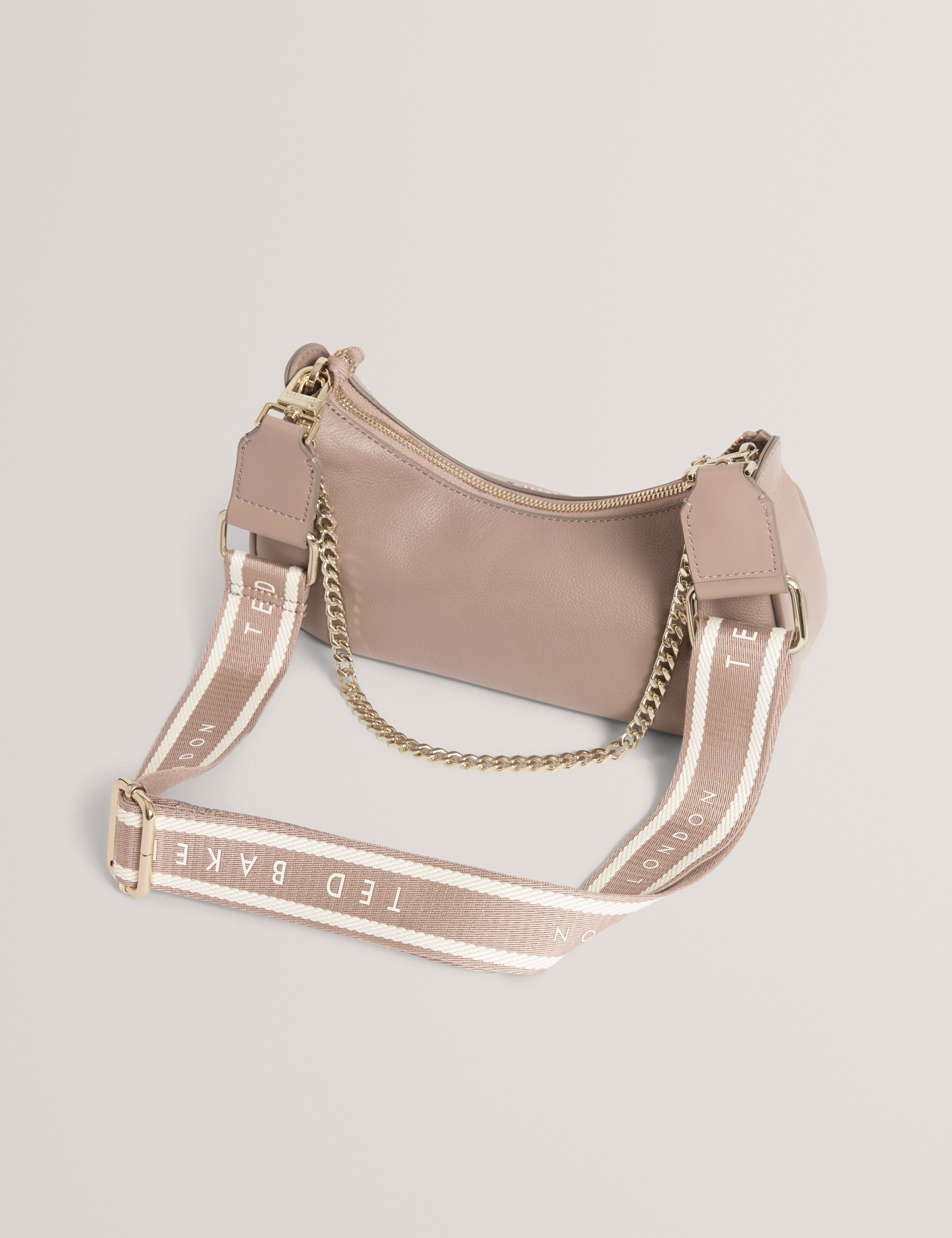 Laarna Webbing Small Leather Shoulder Bag Taupe