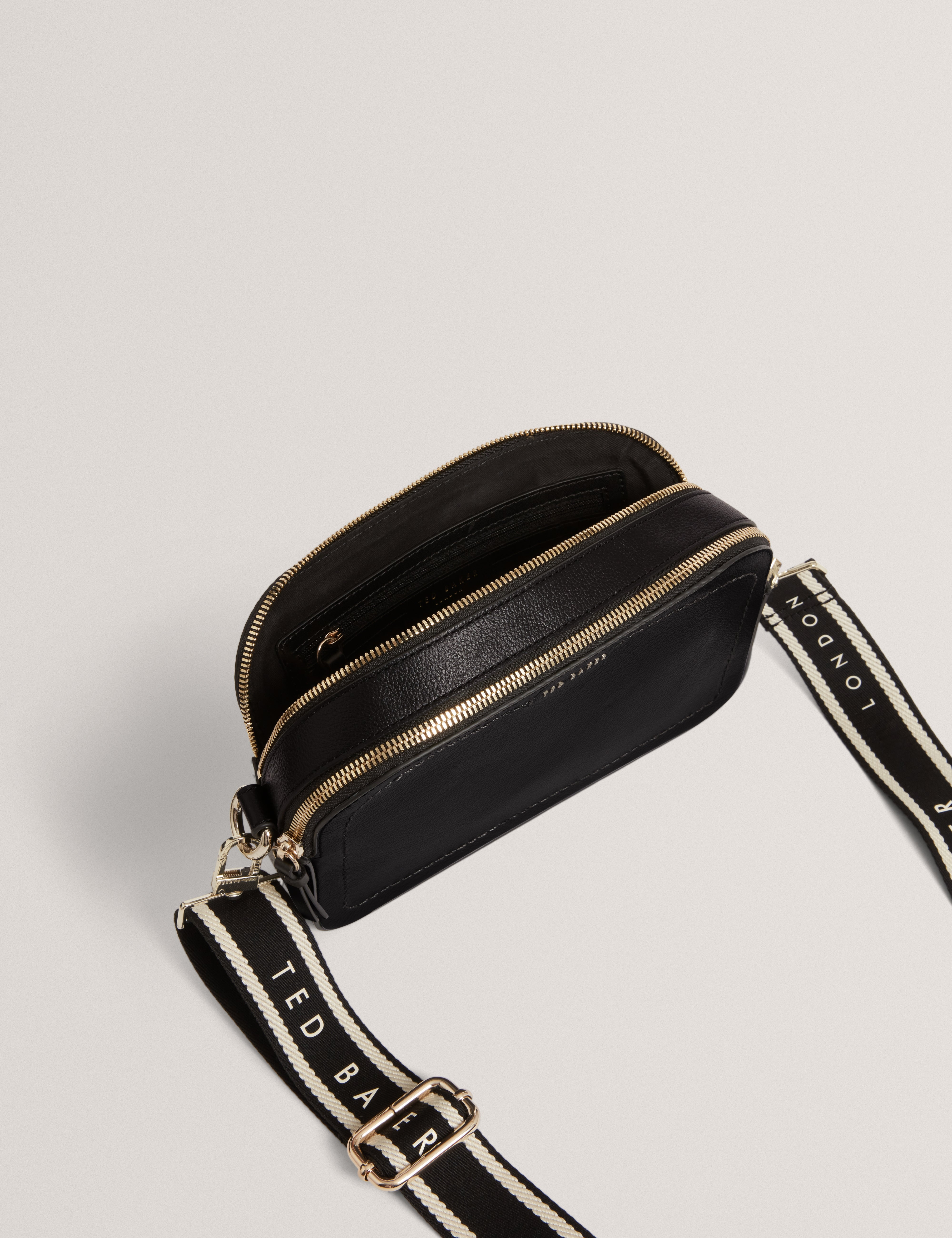 Luceele Webbing Leather Crossbody Bag Black