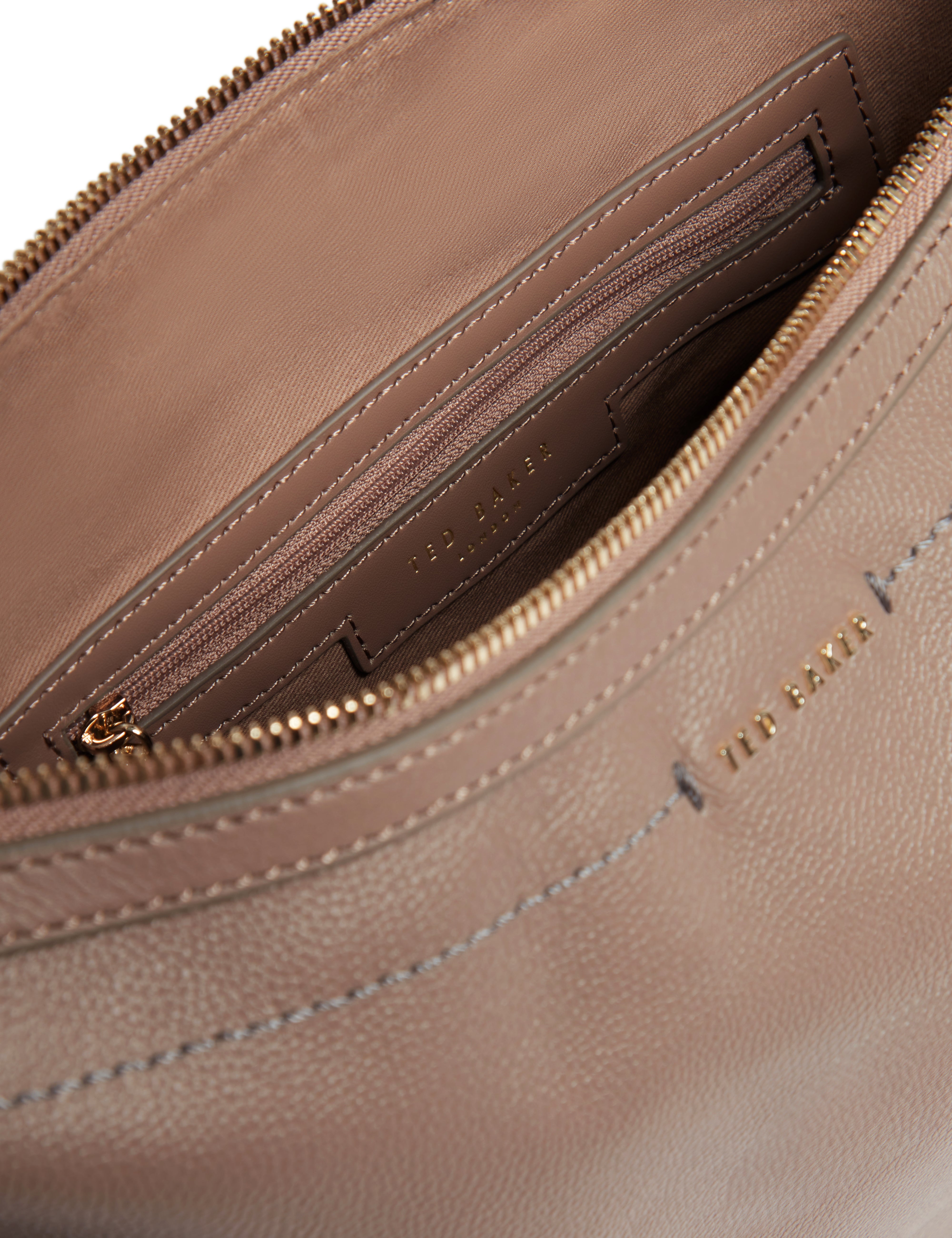 Lyshia Webbing Large Leather Hobo Bag Taupe