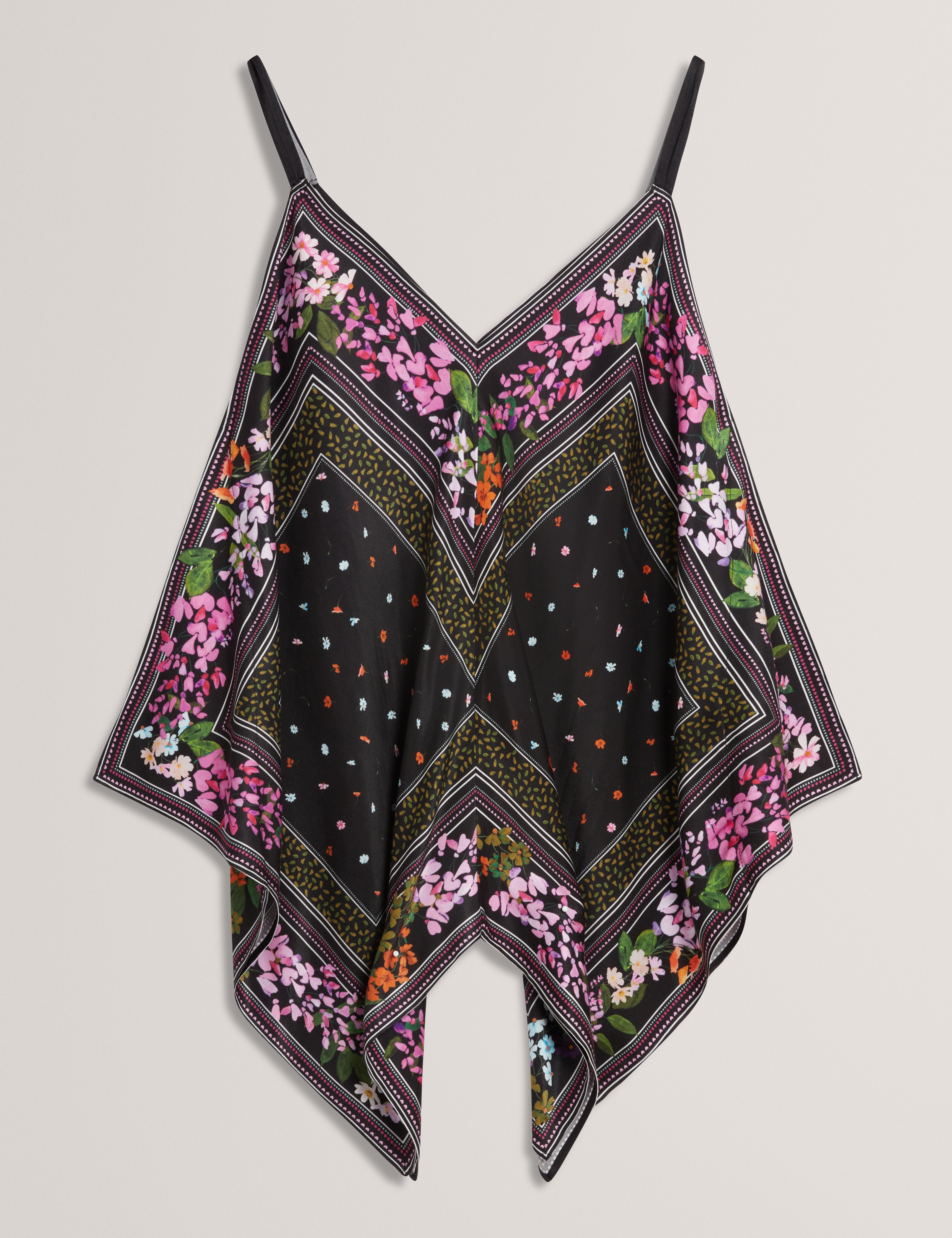 Ayyla Printed V Neck Cami Top Black