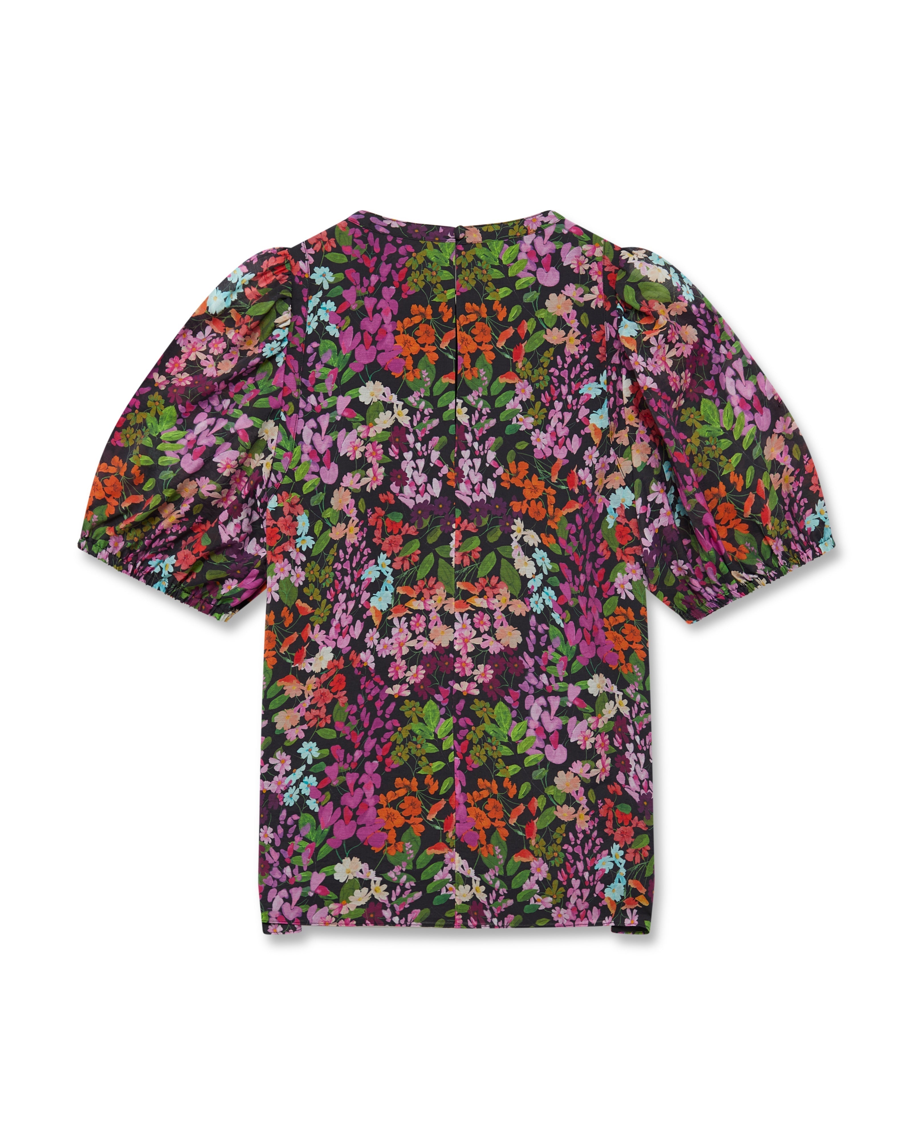 Hahtie Printed Puff Sleeve Top Black