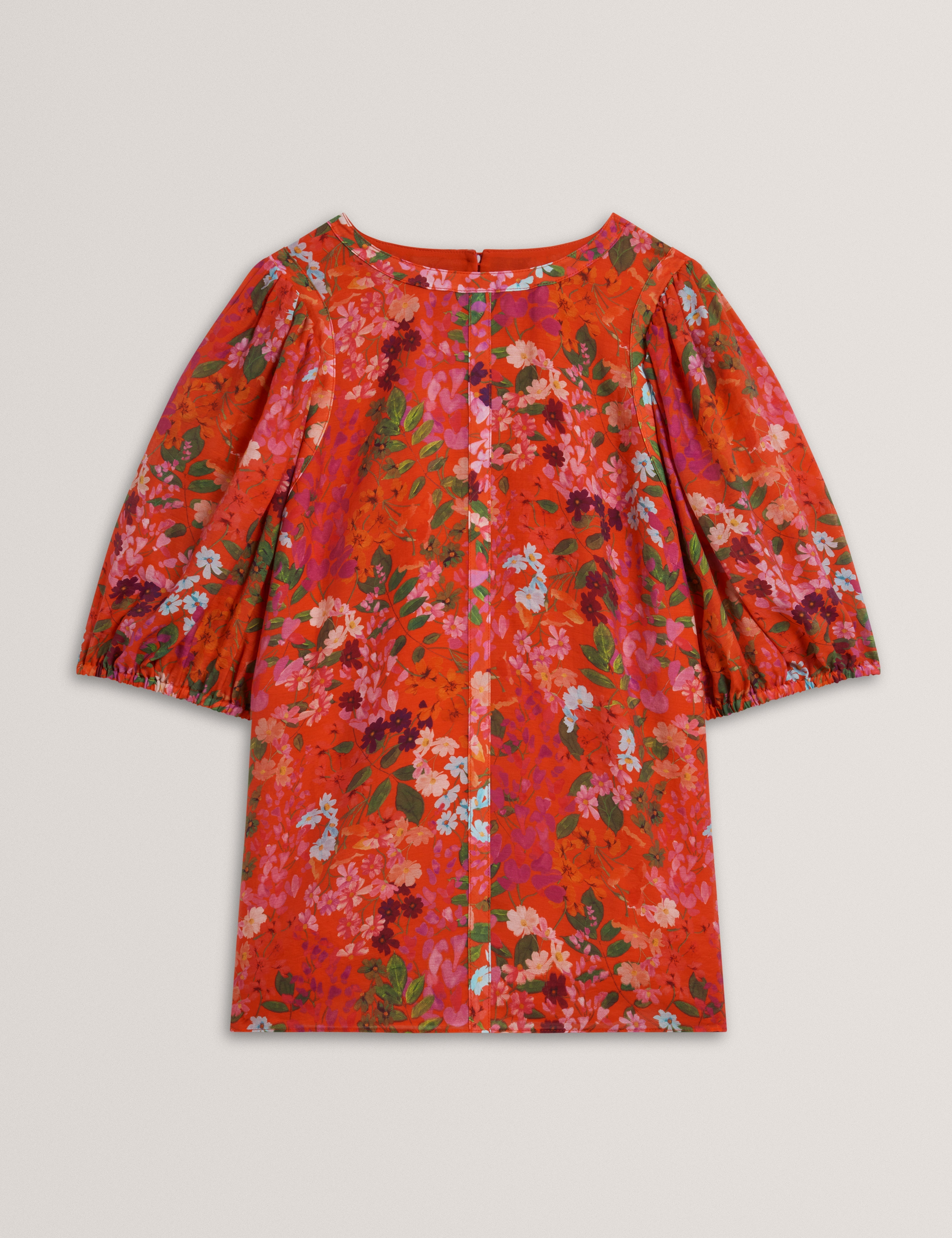 Hahtie Printed Puff Sleeve Top Red