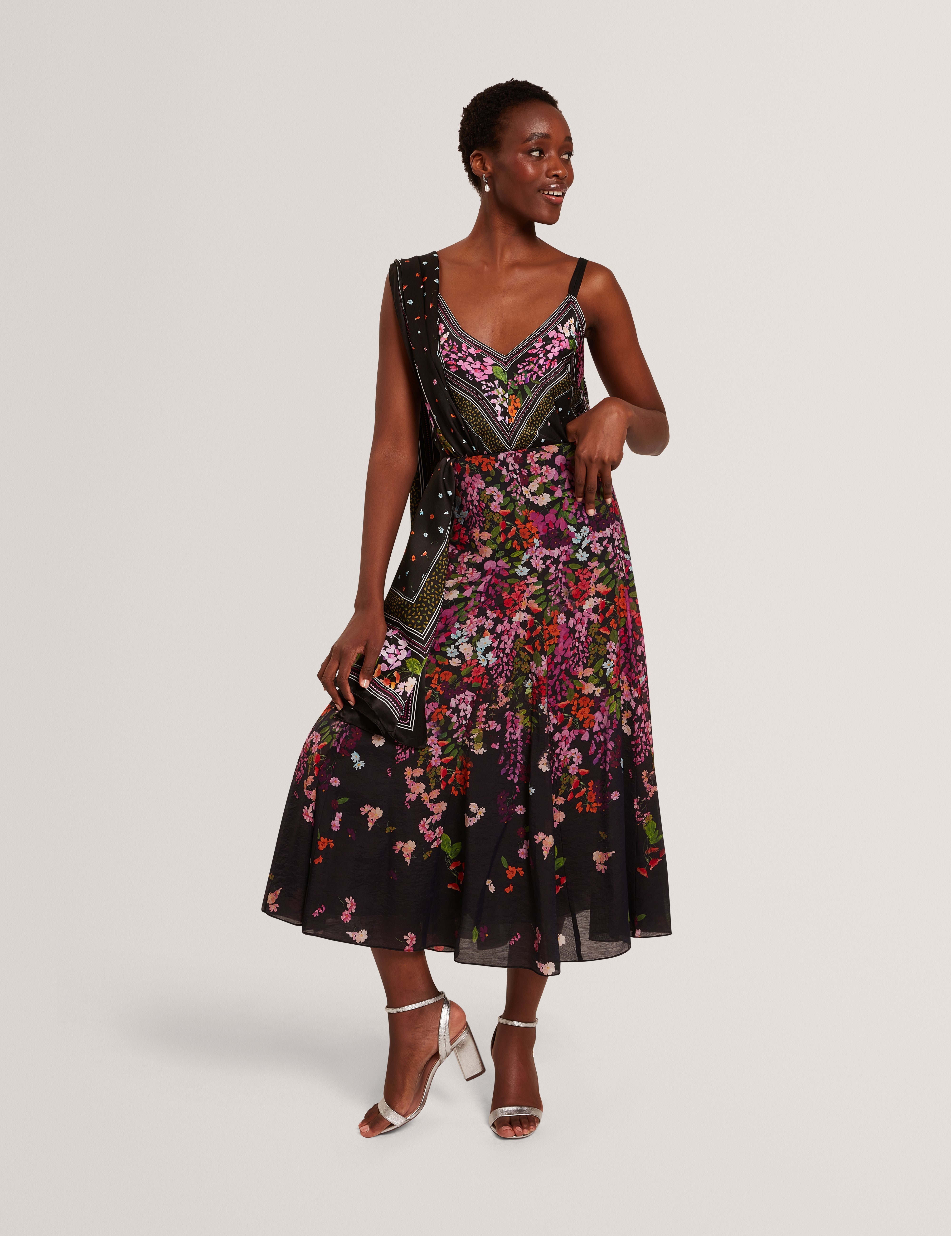 Azha Printed Midi Skirt Black