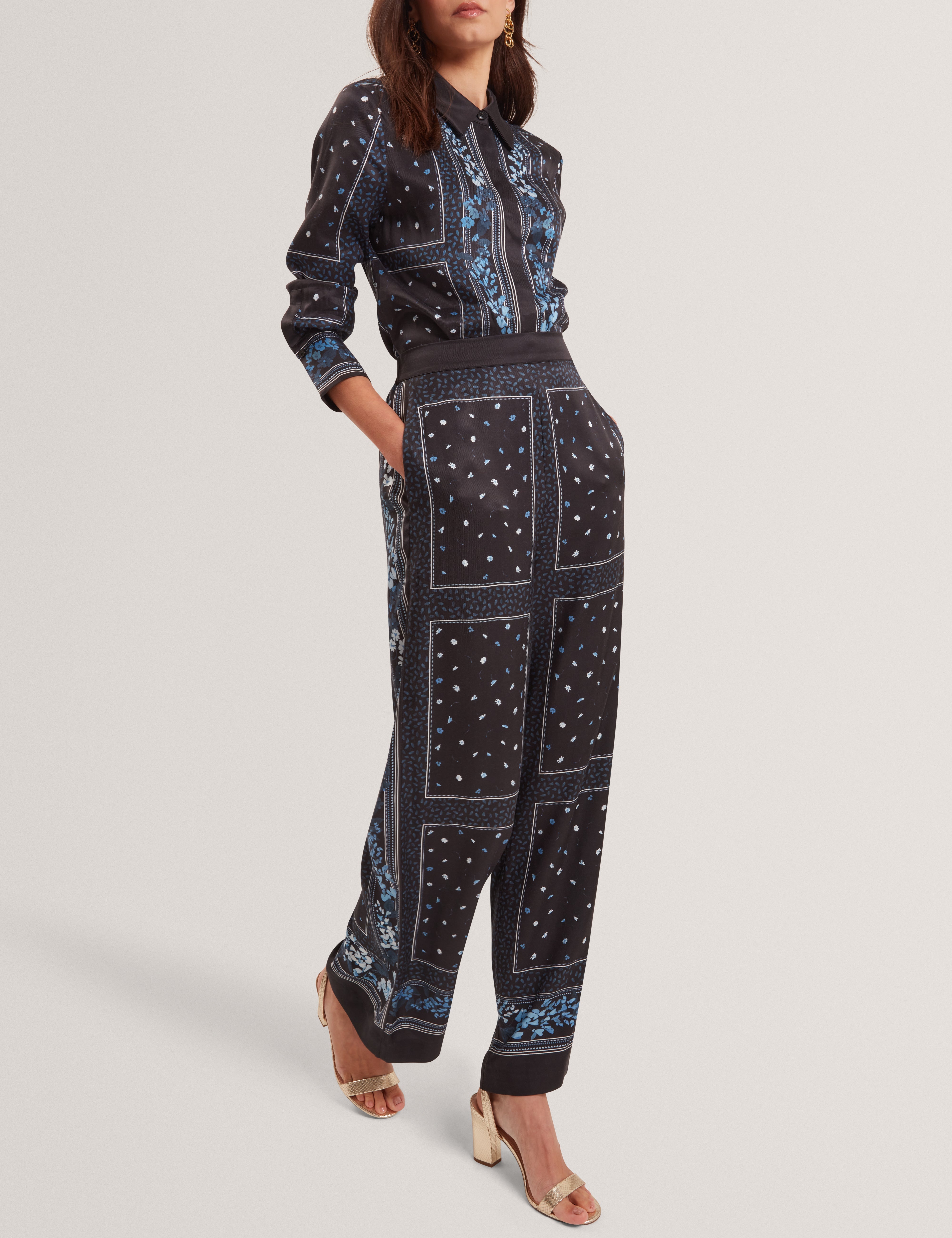 Brani Printed Wide Leg Trouser Black