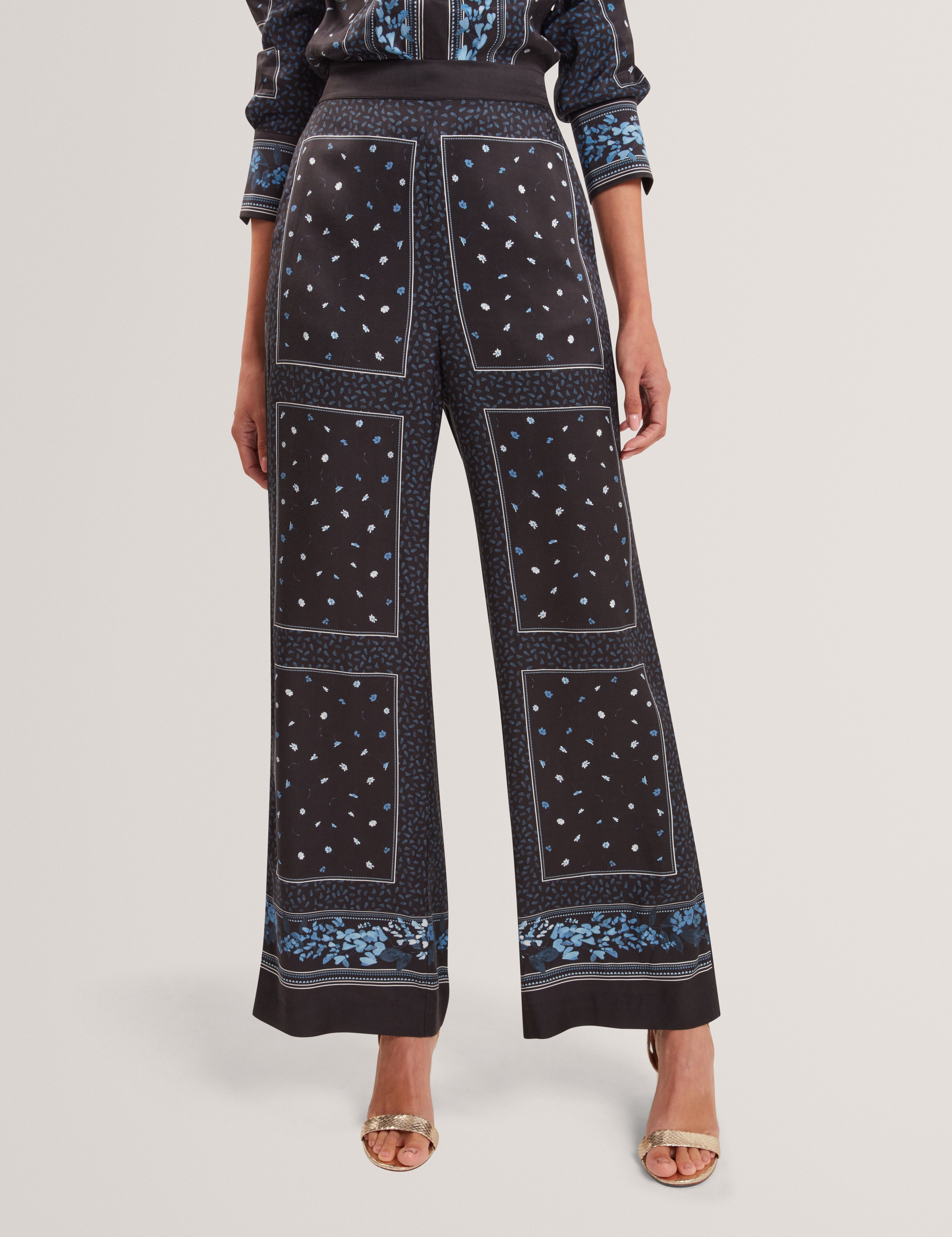 Brani Printed Wide Leg Trouser Black
