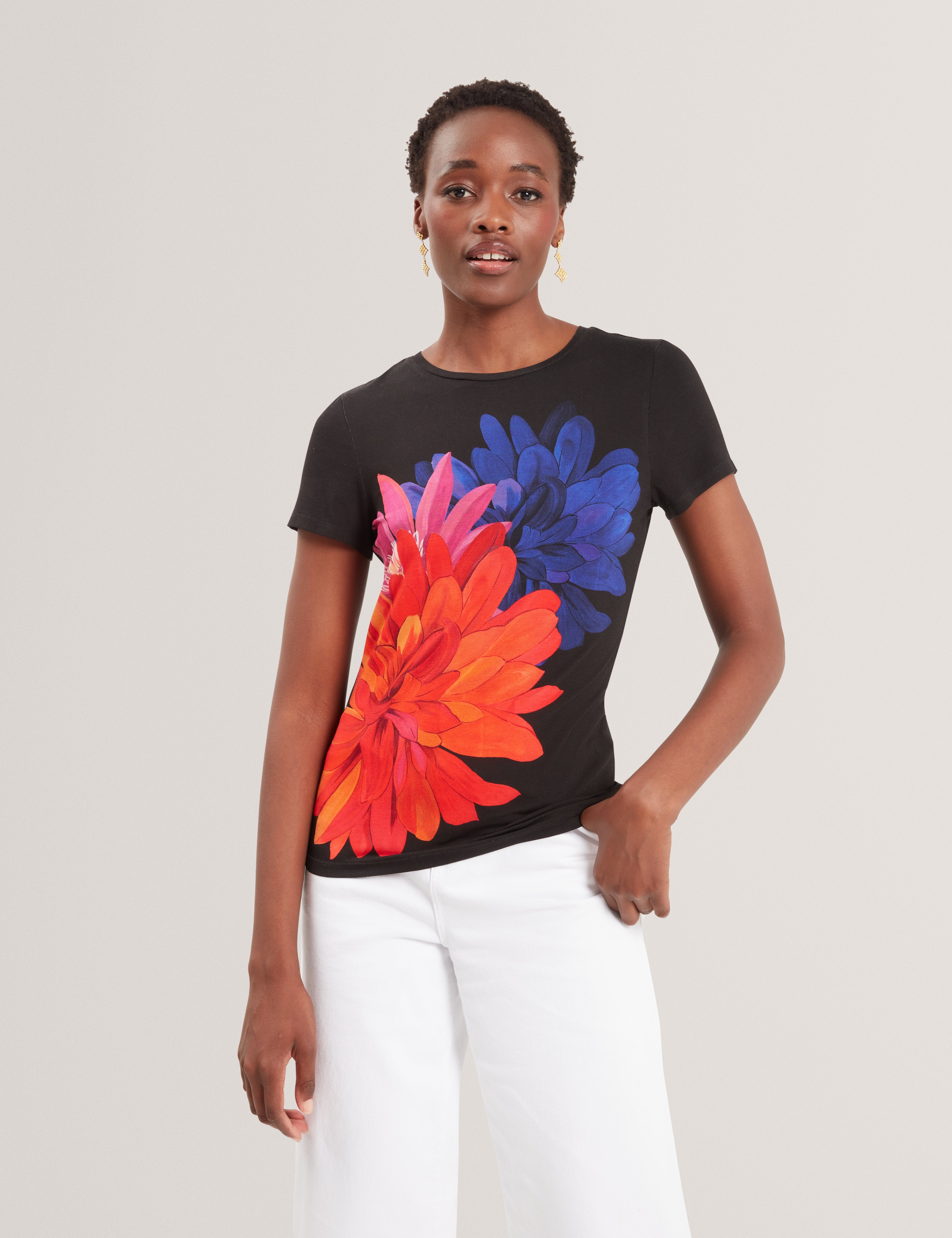 Riccia Printed Fitted Tee Black