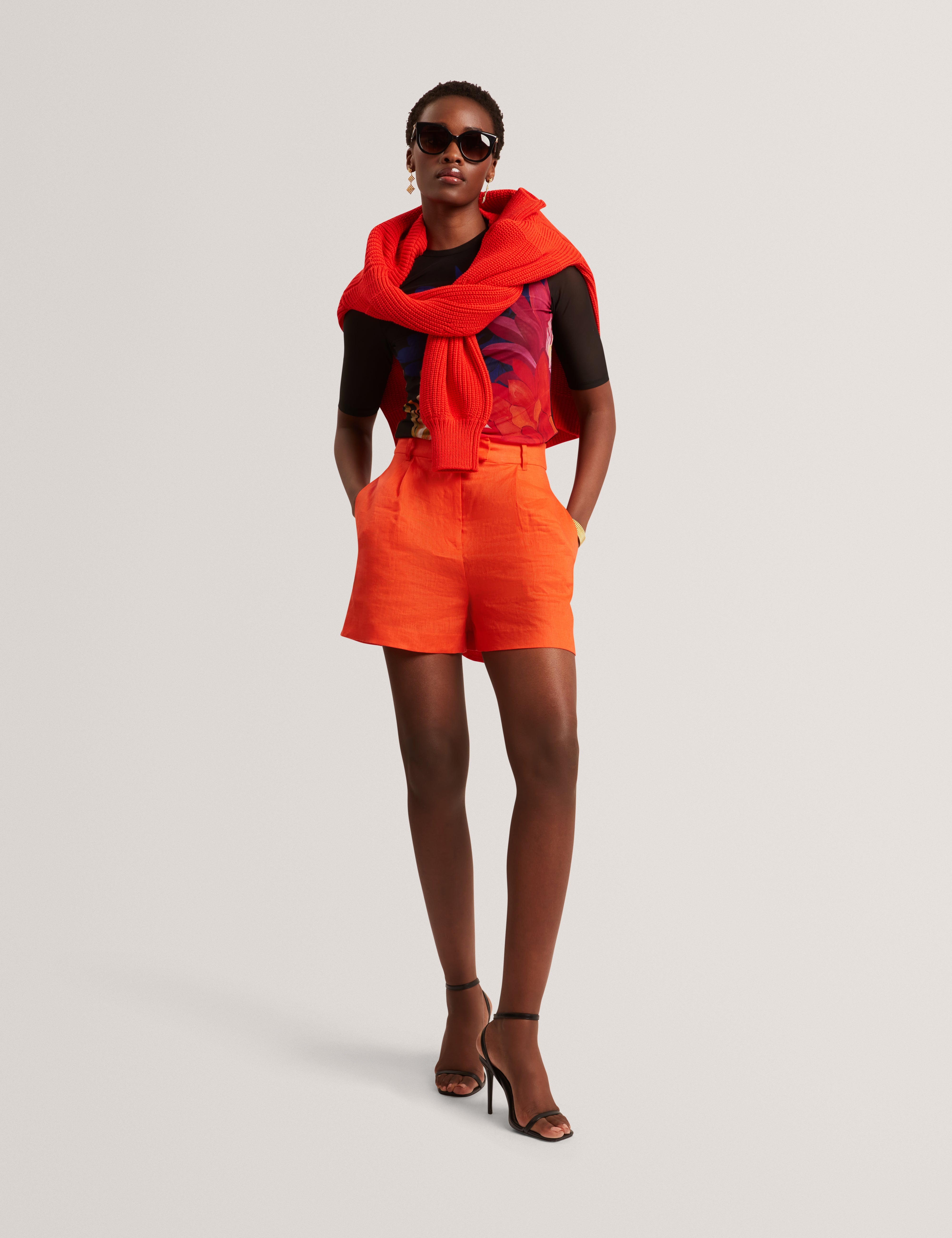 Ilussa Printed Mesh Half Sleeve Top Black