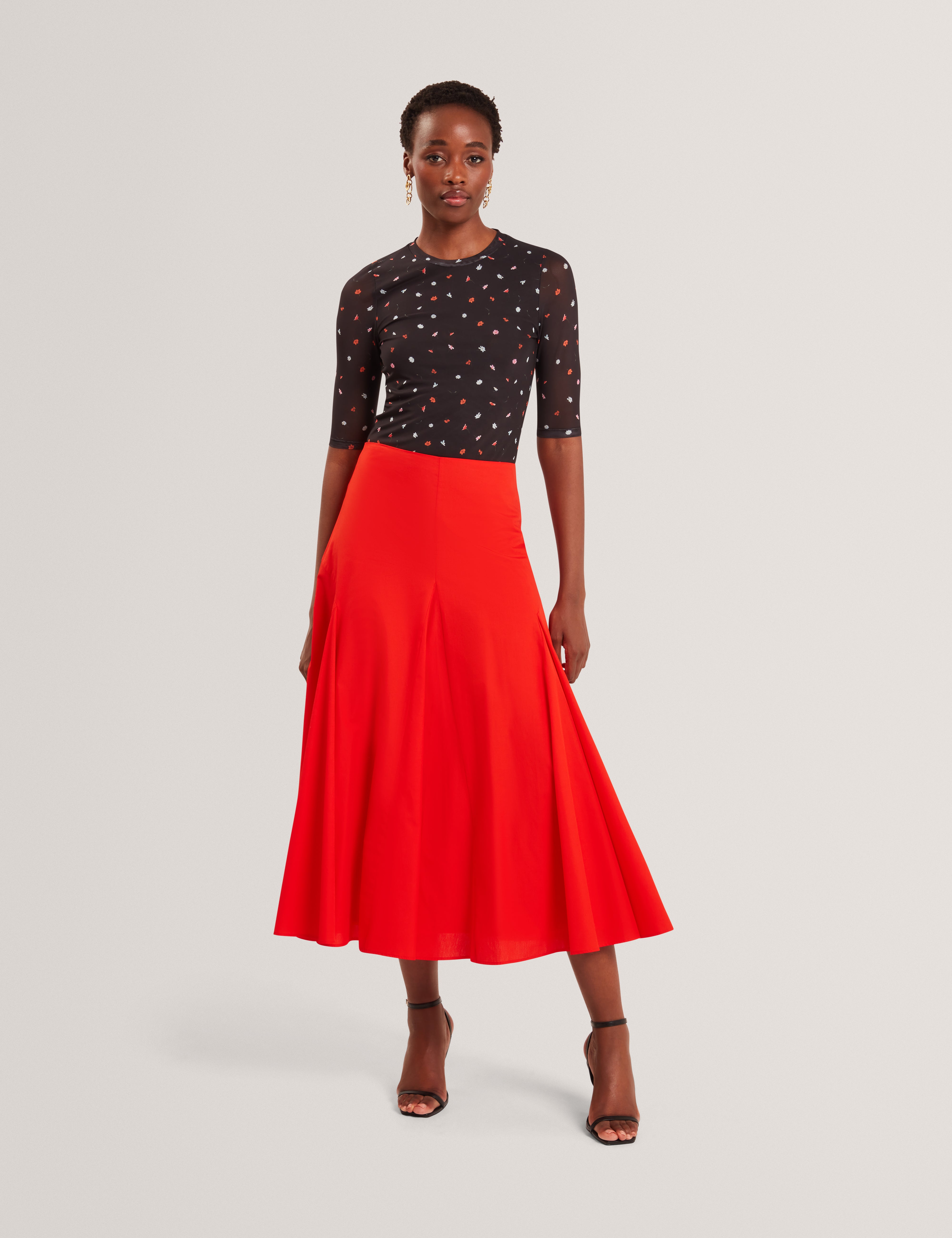 Cailla Printed Mesh Half Sleeve Top Black