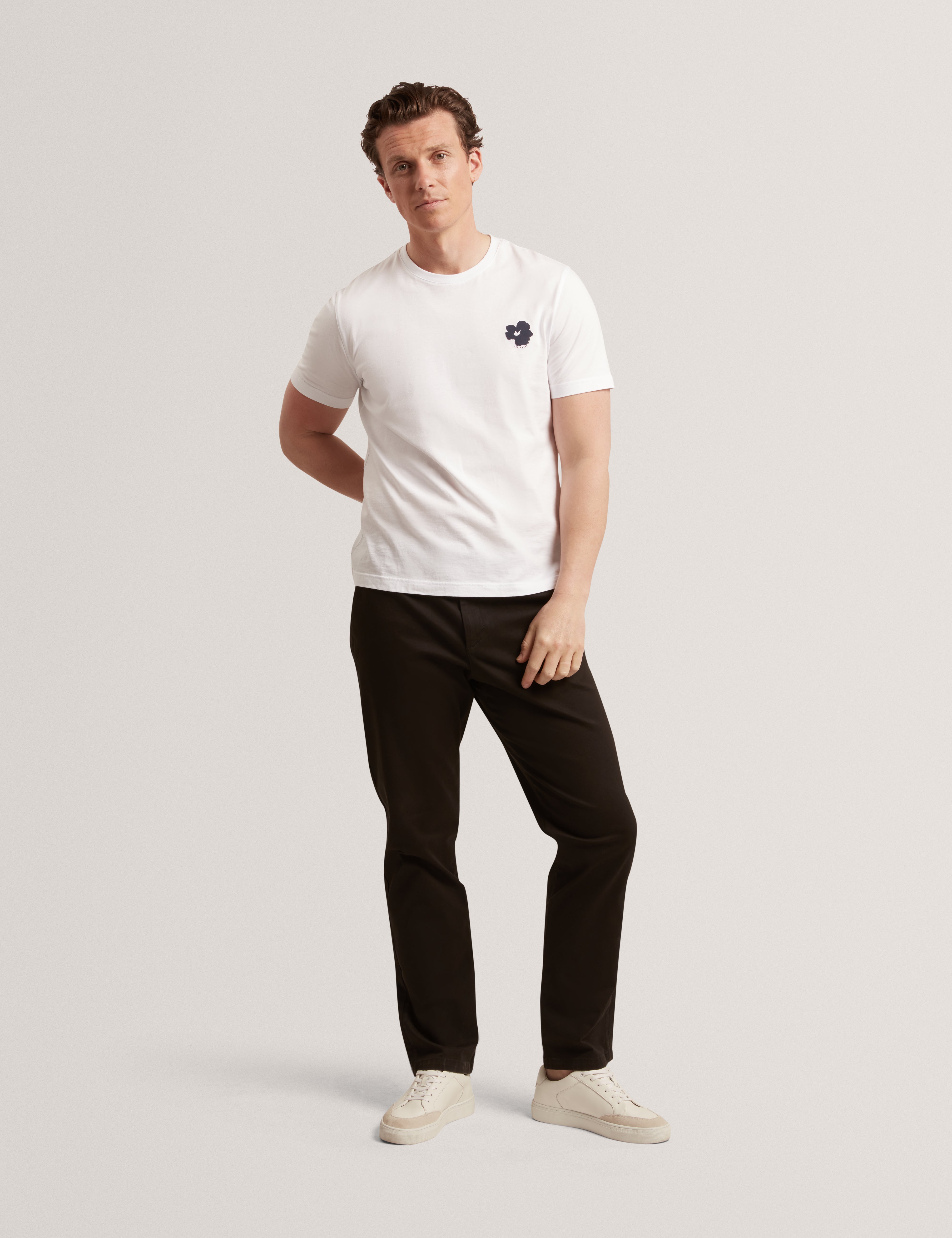 Manric Short Sleeve Floral Placement T-Shirt White