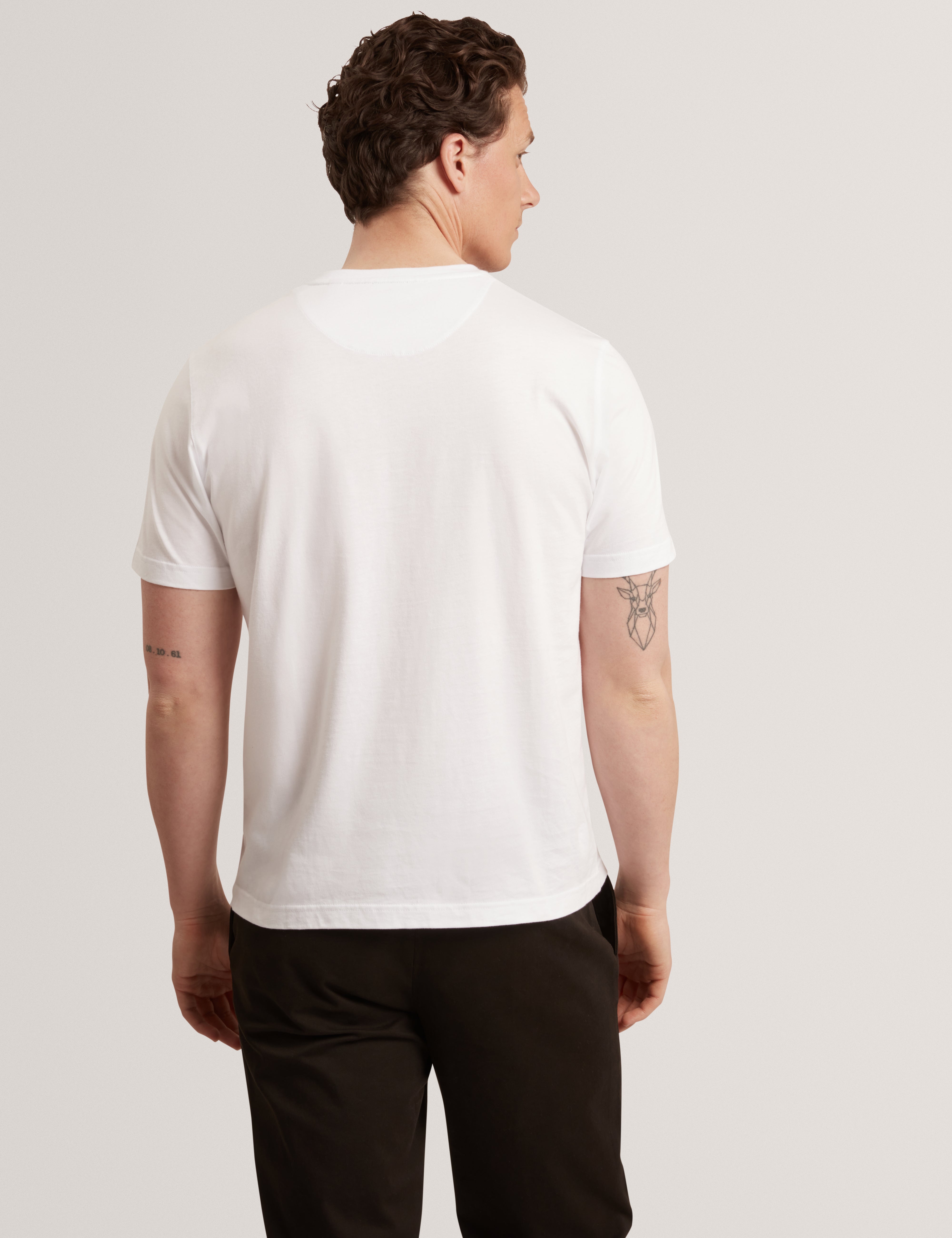 Manric Short Sleeve Floral Placement T-Shirt White