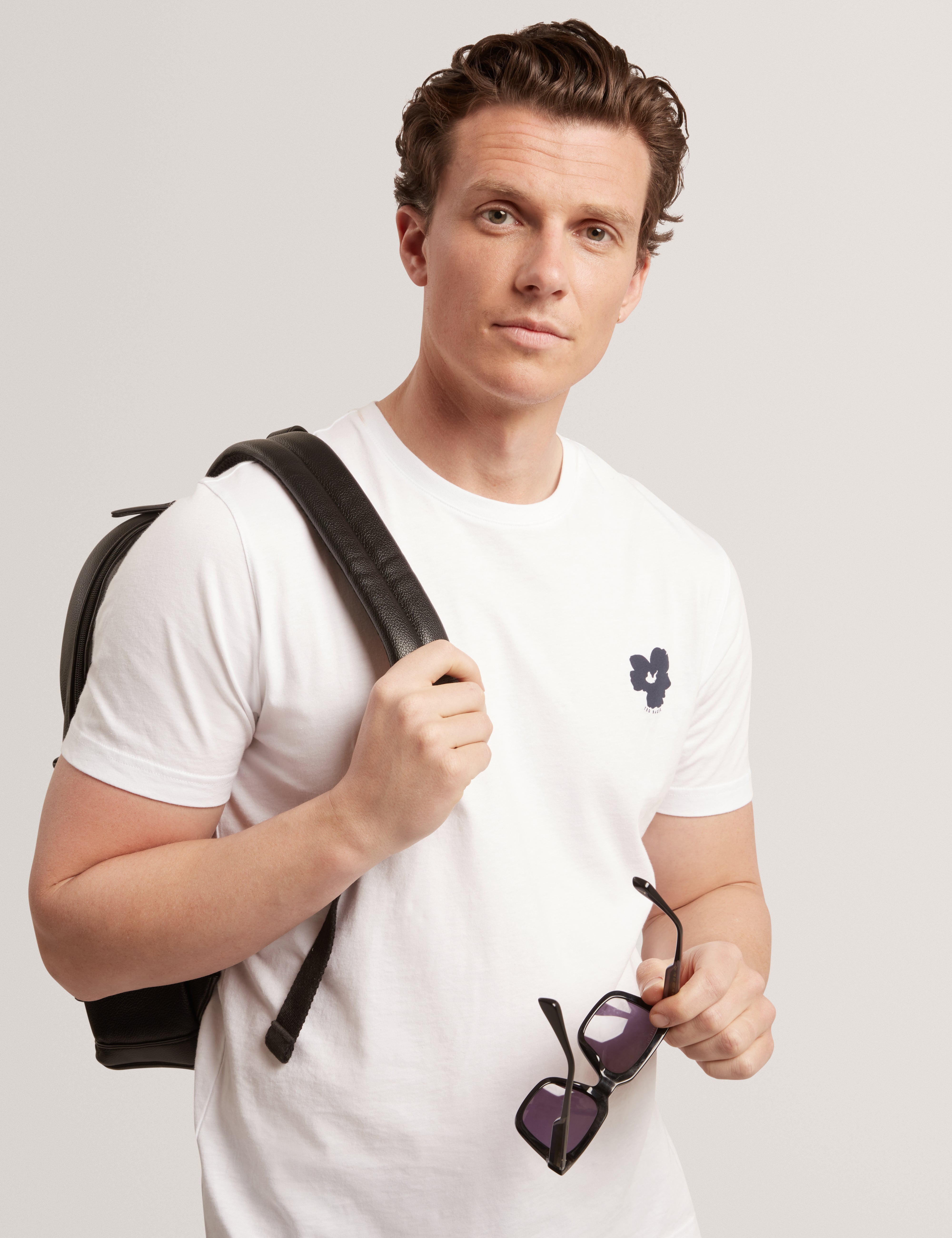 Manric Short Sleeve Floral Placement T-Shirt White