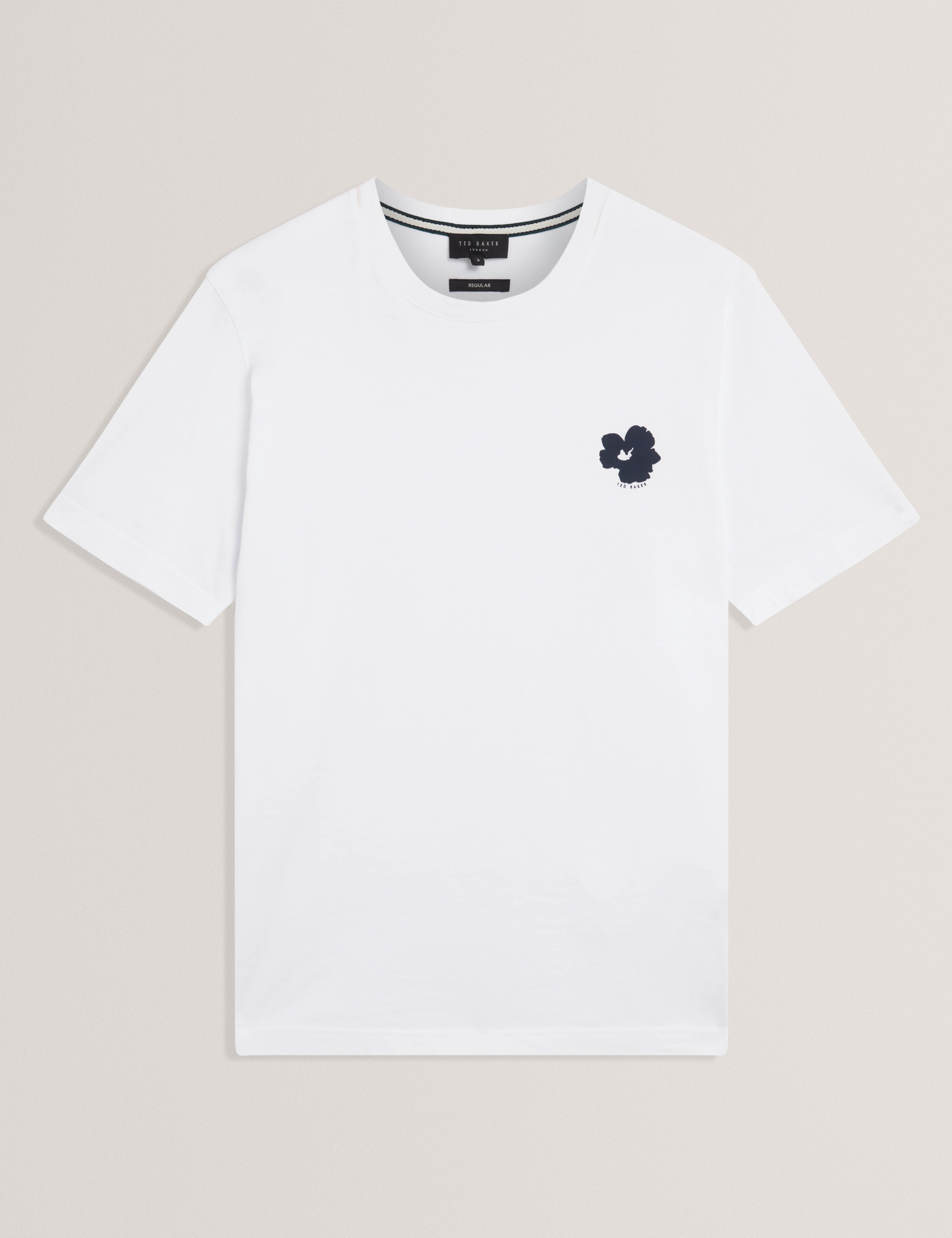Manric Short Sleeve Floral Placement T-Shirt White