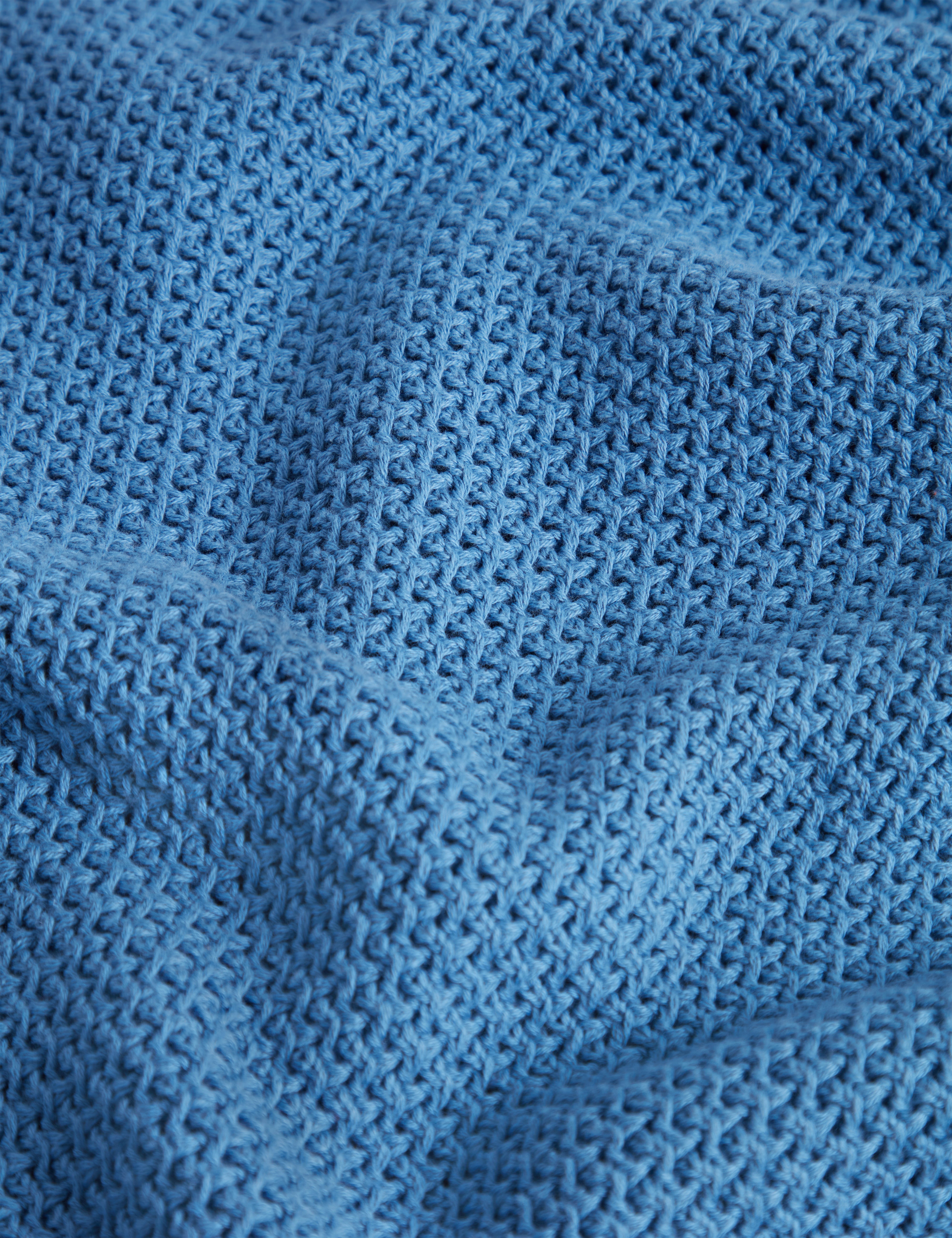 قميص بولو ساشير بأكمام قصيرة ورقبة مفتوحة وخياطة وافل - أزرق فاتح