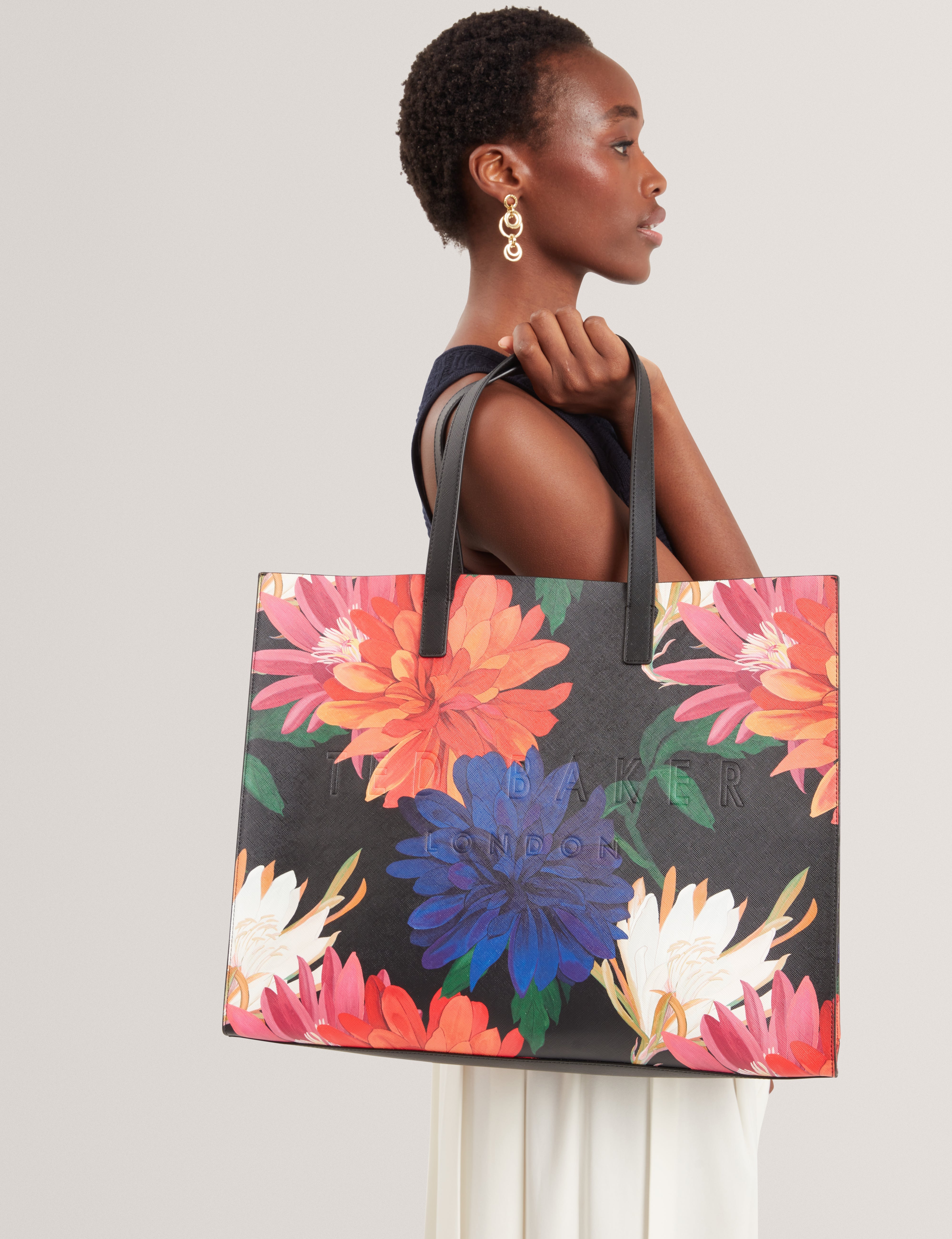 Amardi Printed Dahlia Extra Large Icon Bag Black
