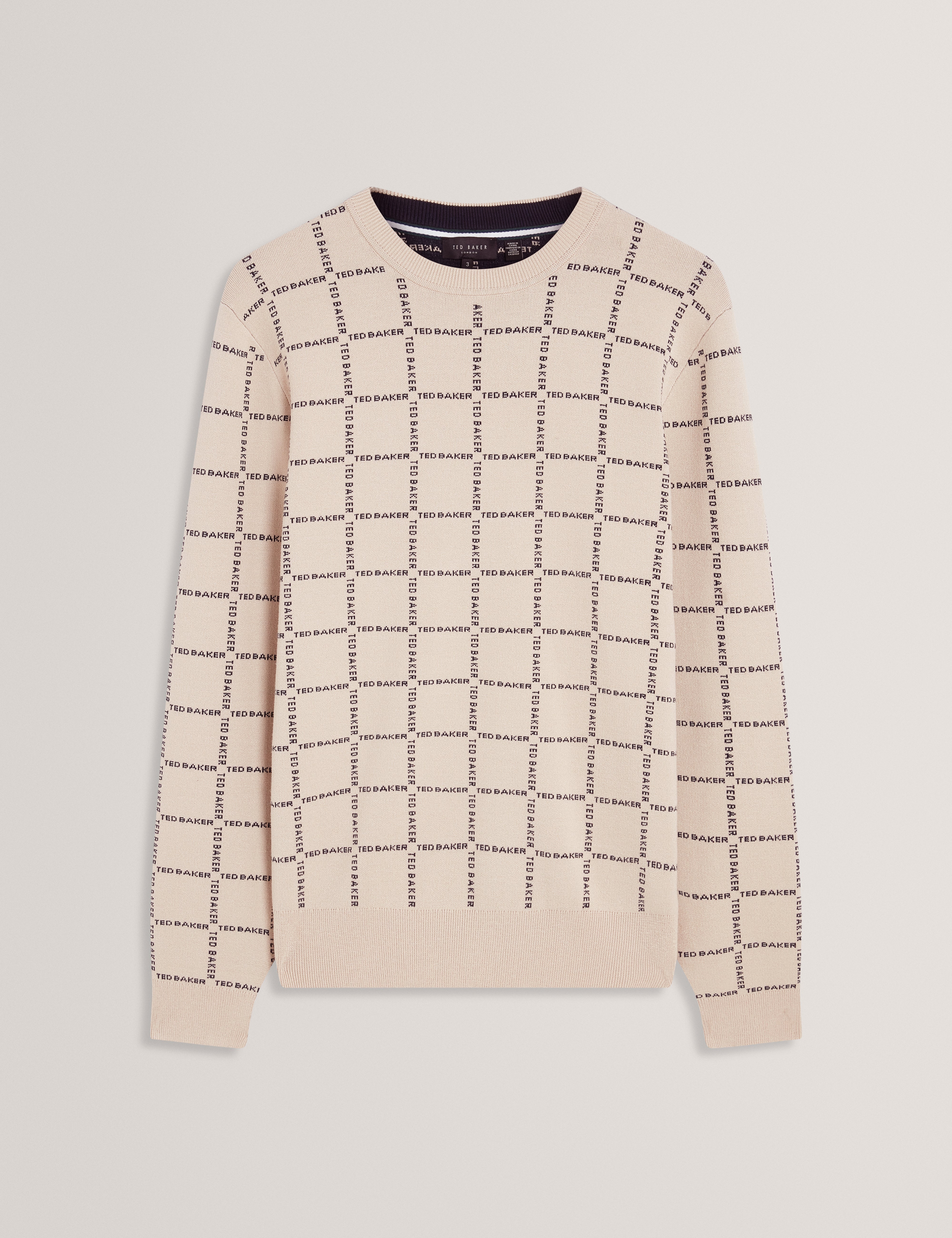 قميص هايساند بأكمام قصيرة ورقبة دائرية ونقشة مربعات باللون البني