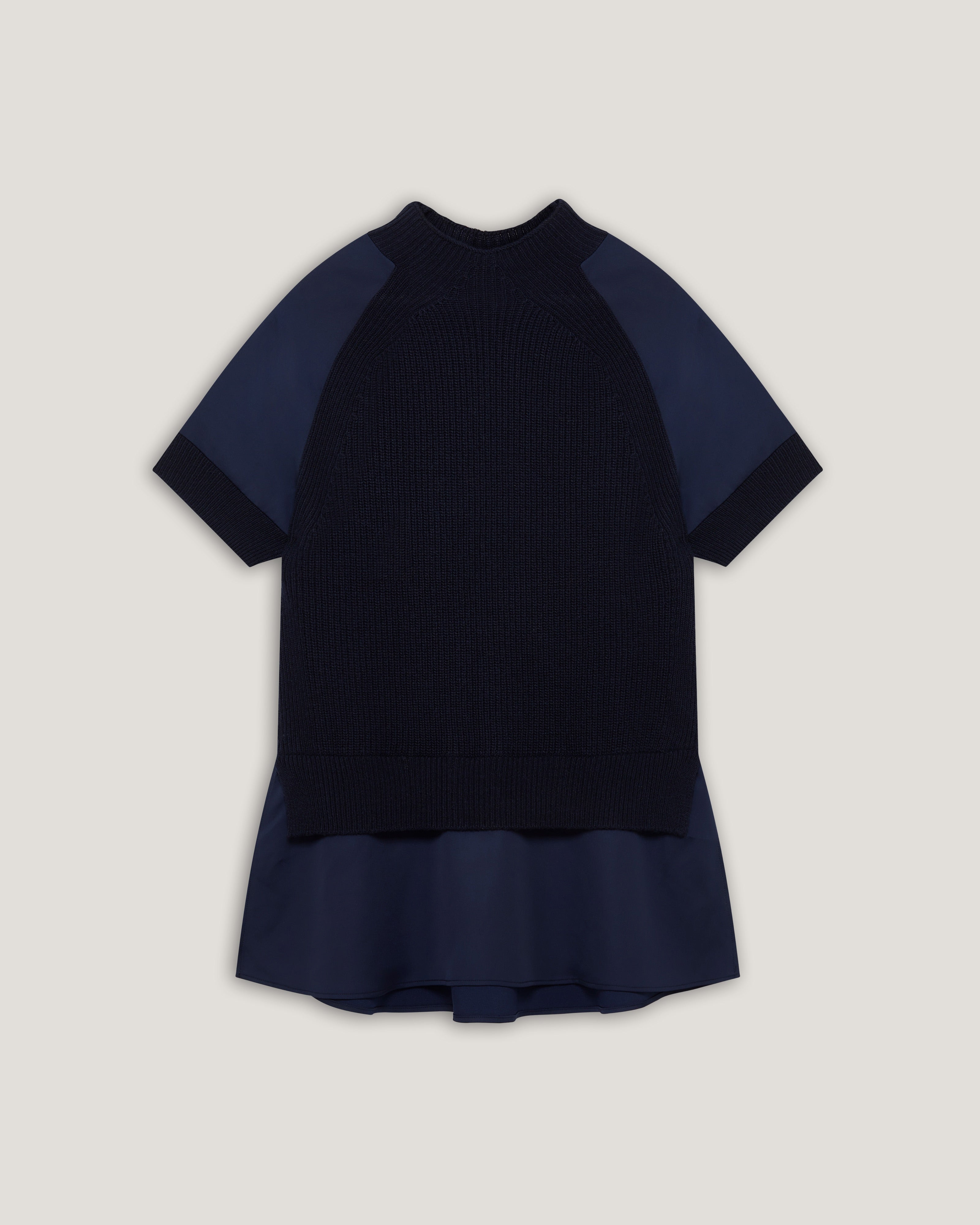 Onzaa Woven Detailed Raglan Short Sleeve Jumper Navy