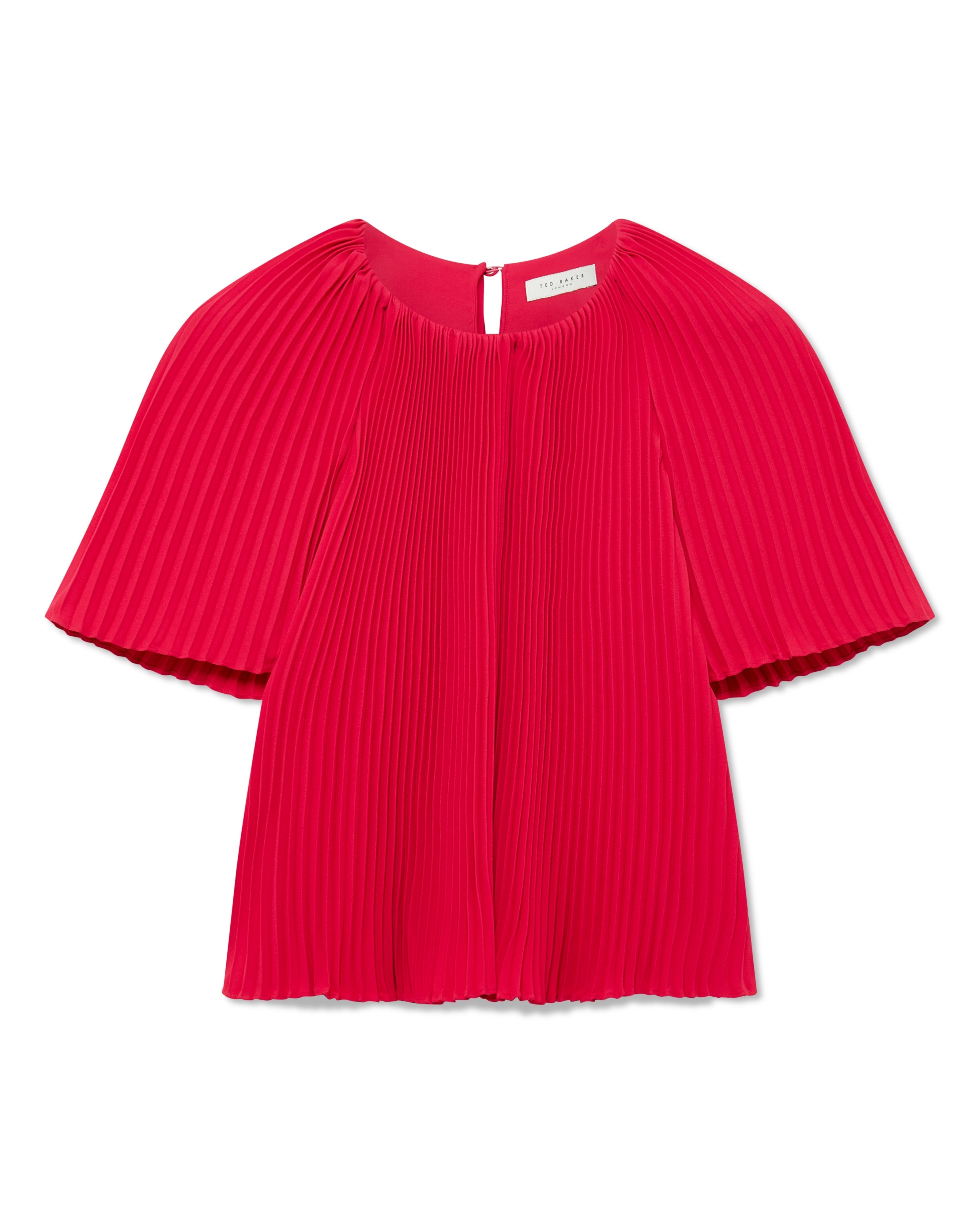 Agara Pleated Short Sleeve Blouse Fuchsia