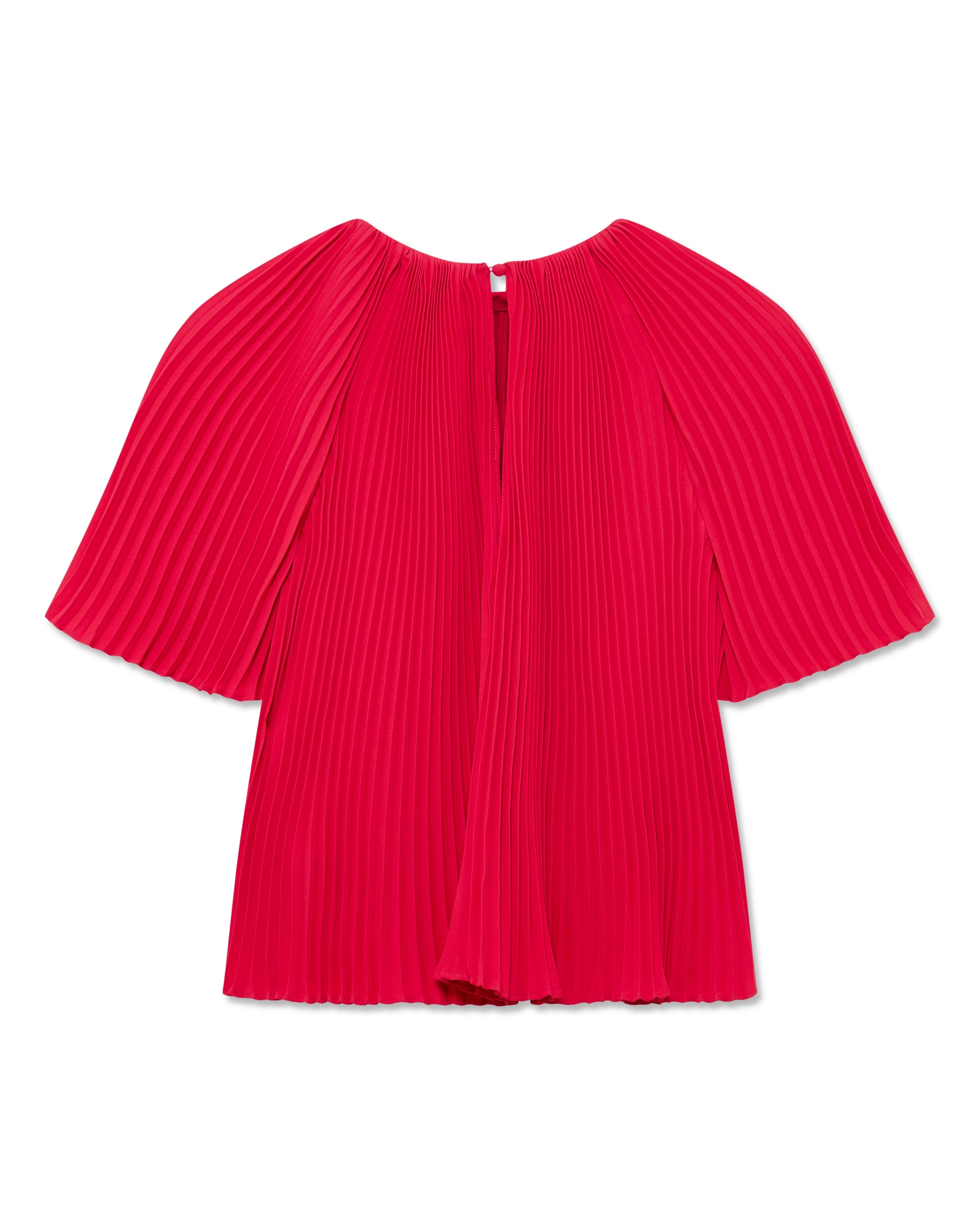 Agara Pleated Short Sleeve Blouse Fuchsia