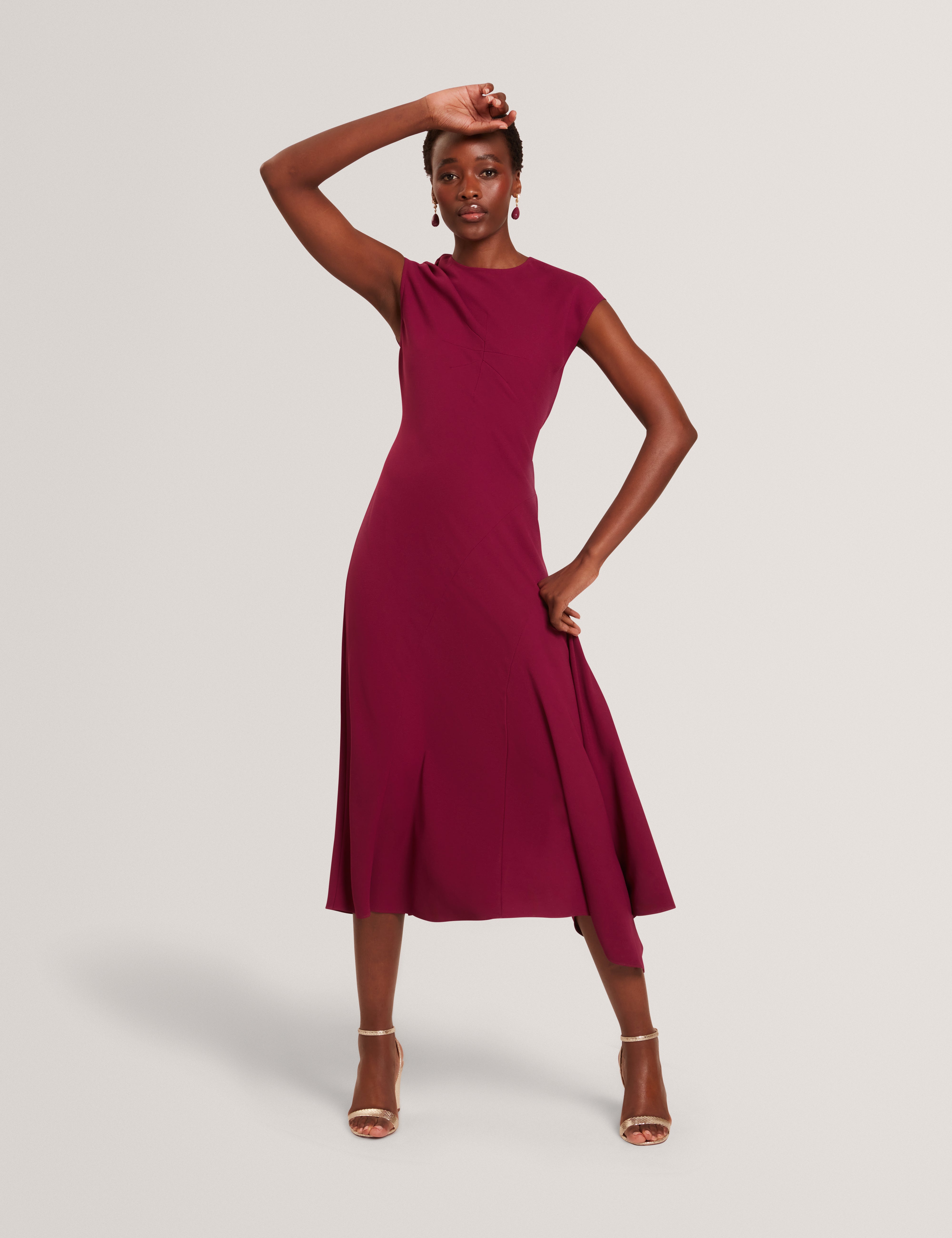 فستان إسبارتا ميدي غير متماثل بدون أكمام - أرجواني