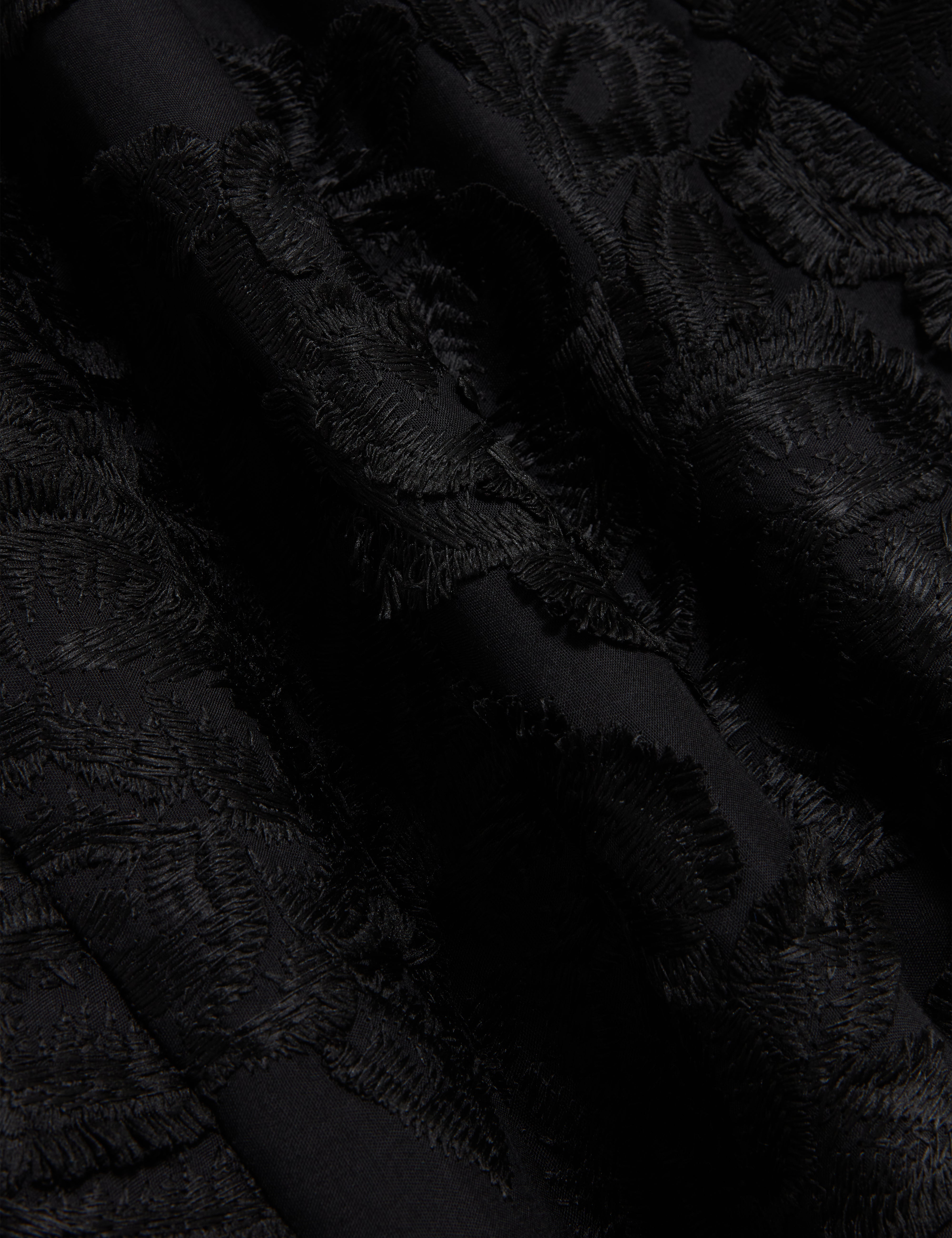 Eccrina Textured Rose Detail Midi Skirt Black