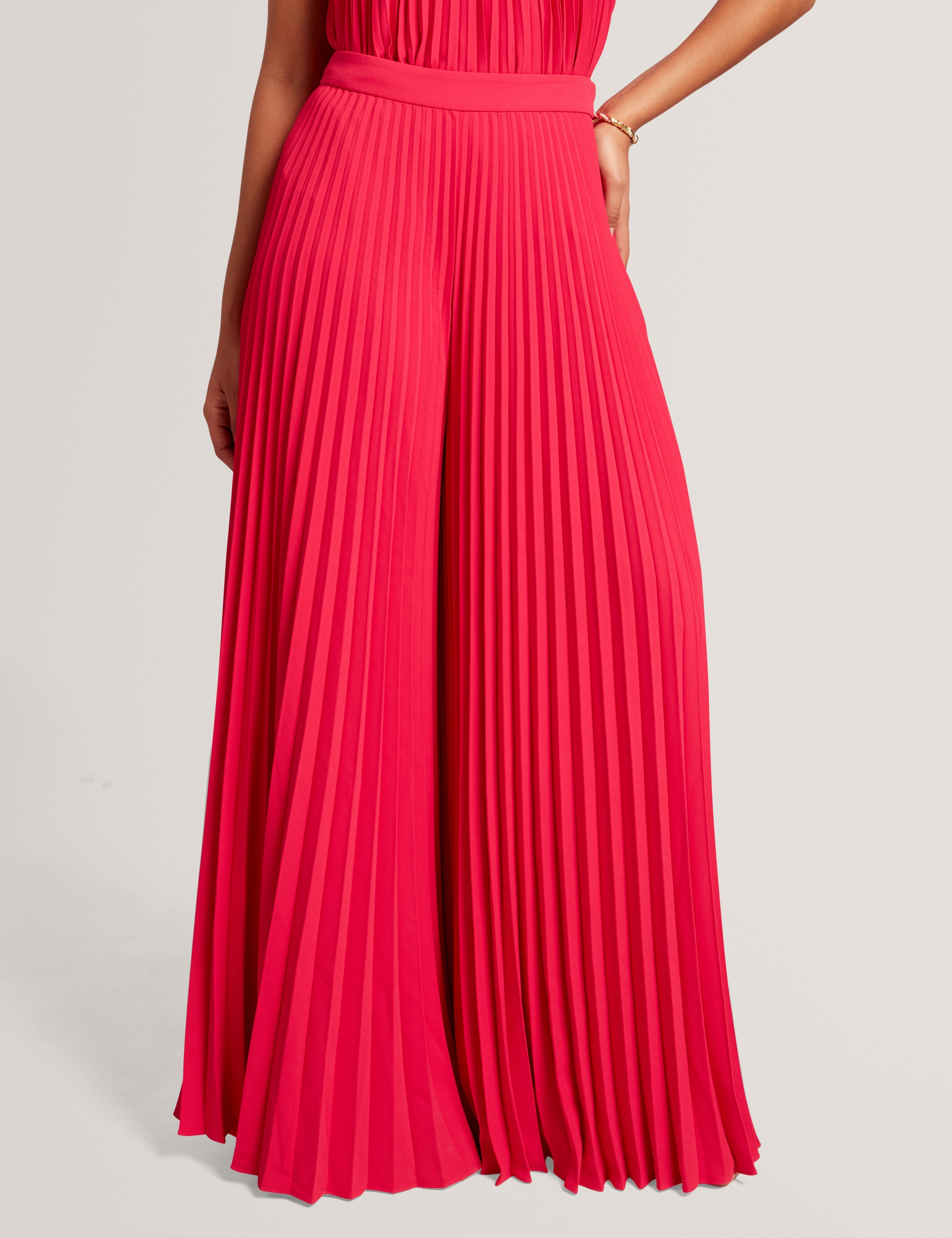 Haryx Pleated Wide Leg Crepe Trouser Fuchsia