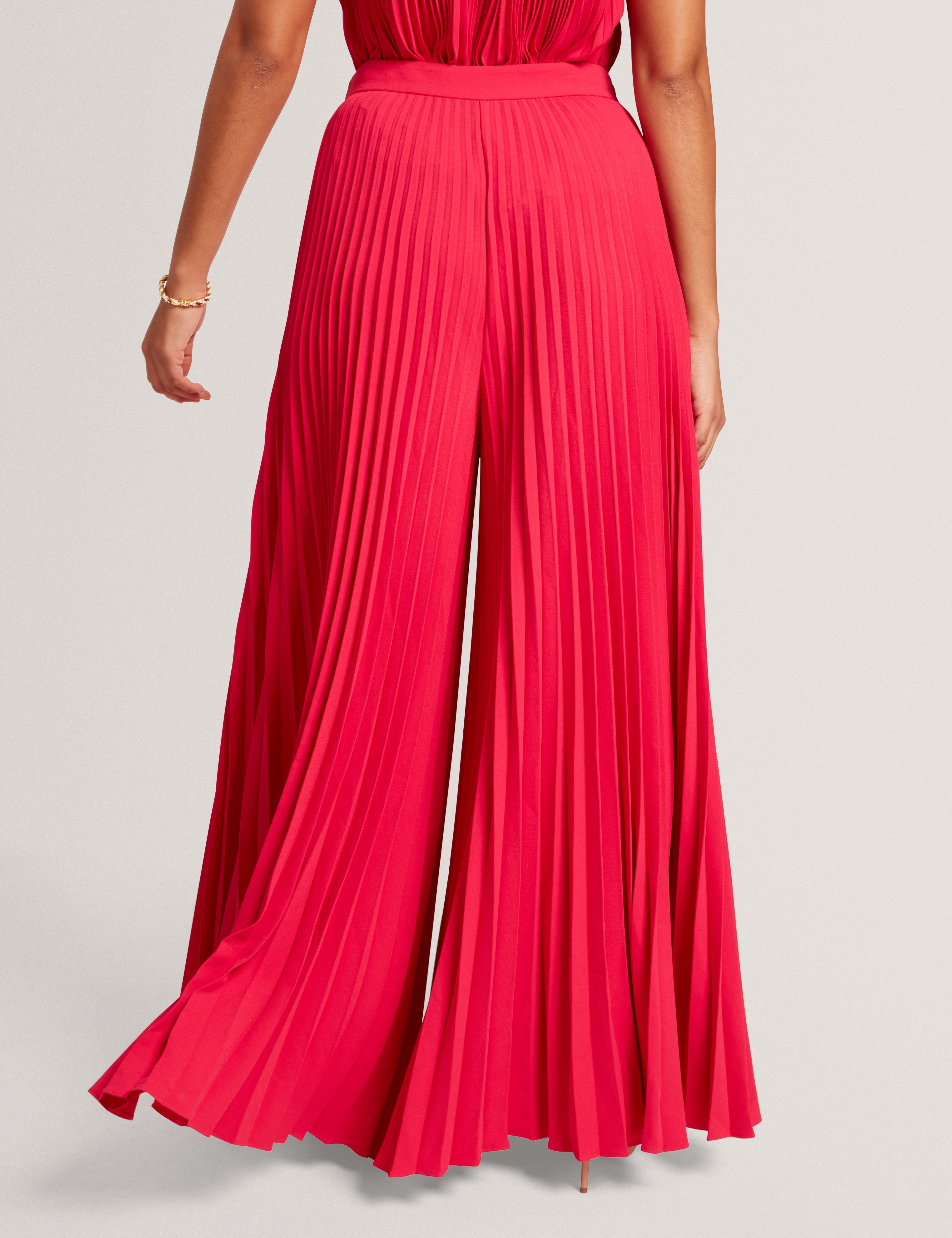 Haryx Pleated Wide Leg Crepe Trouser Fuchsia