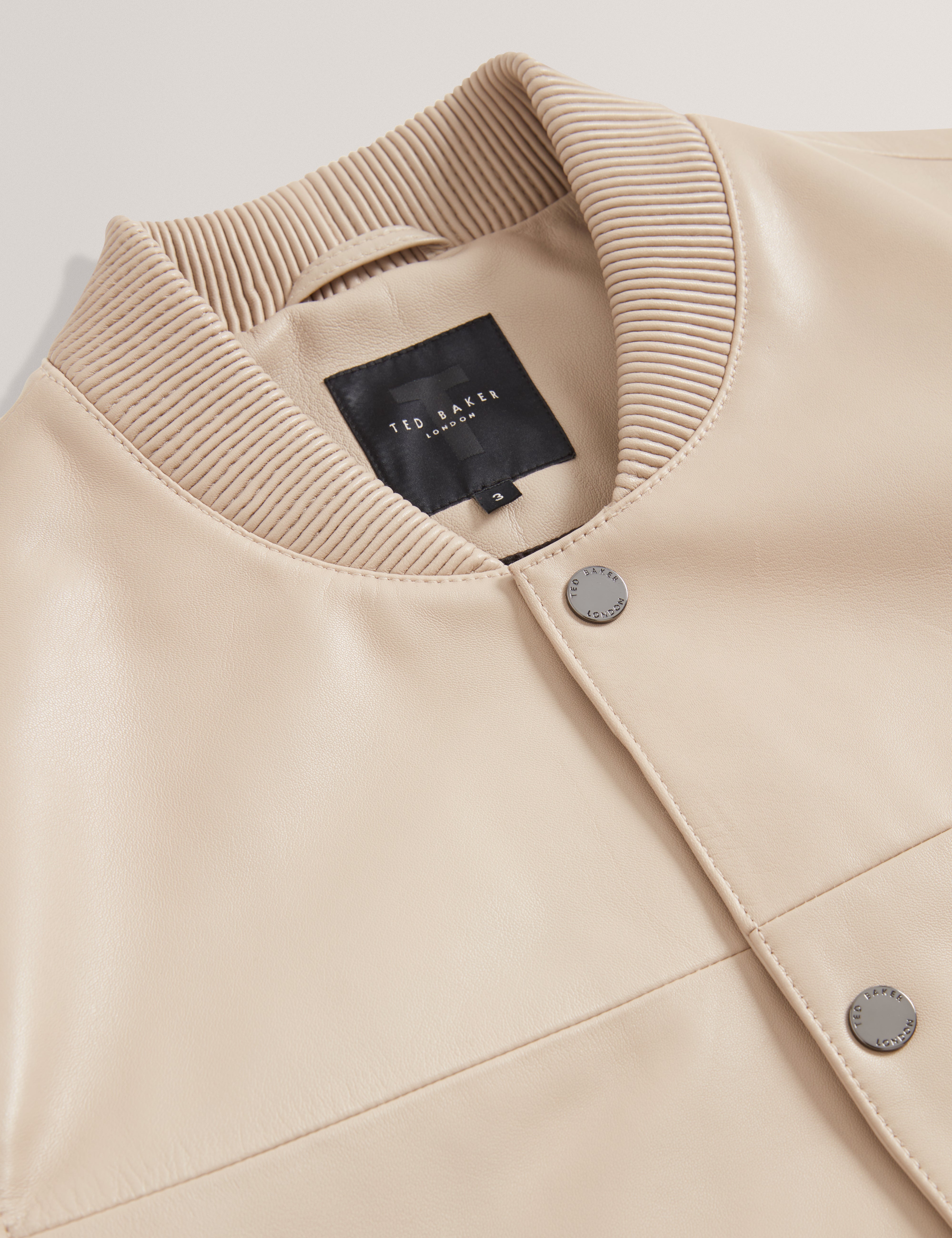 Leeams Leather Varsity Jacket Taupe