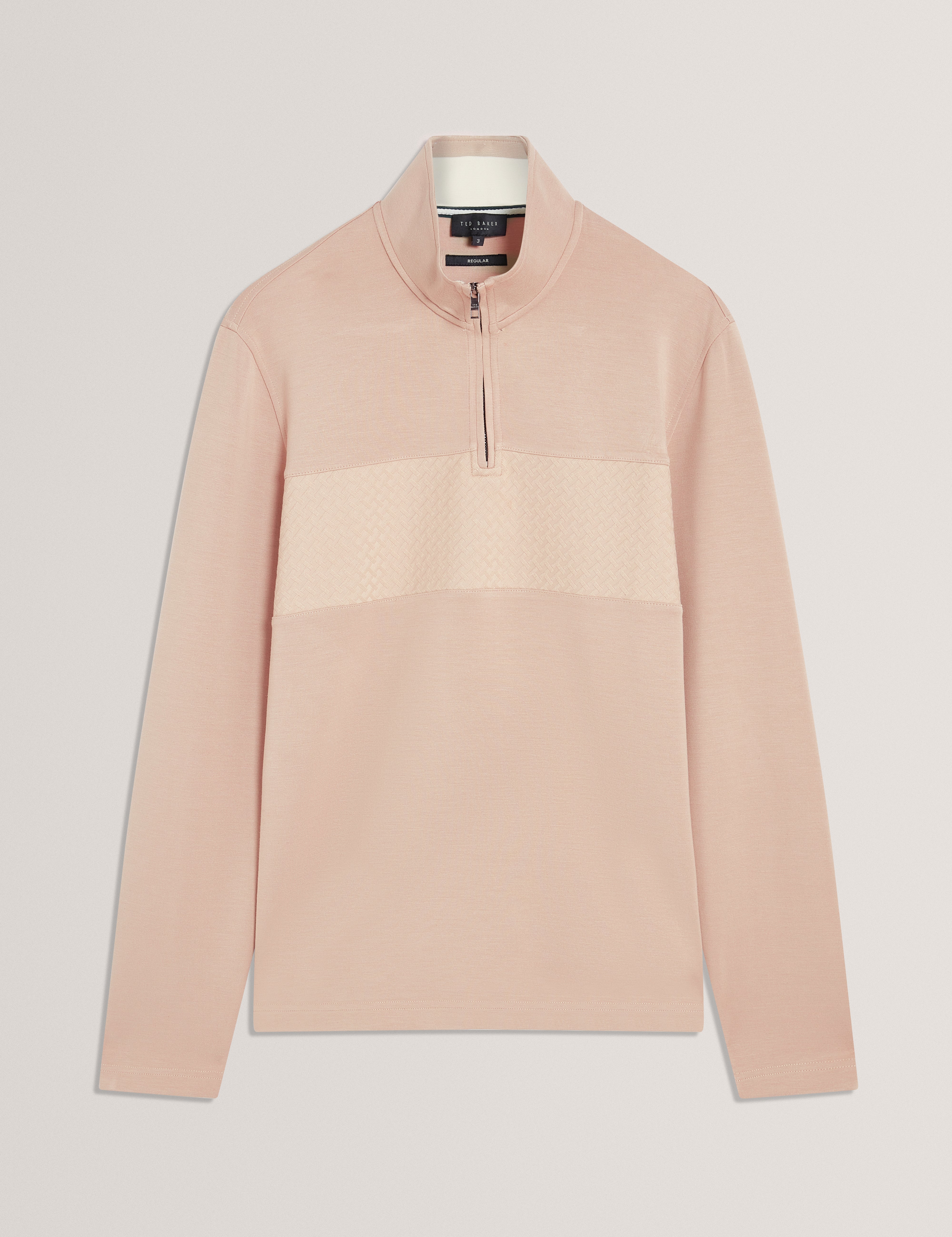 Simonea Long Sleeve Regular Contrast Panel Half-Zip Taupe